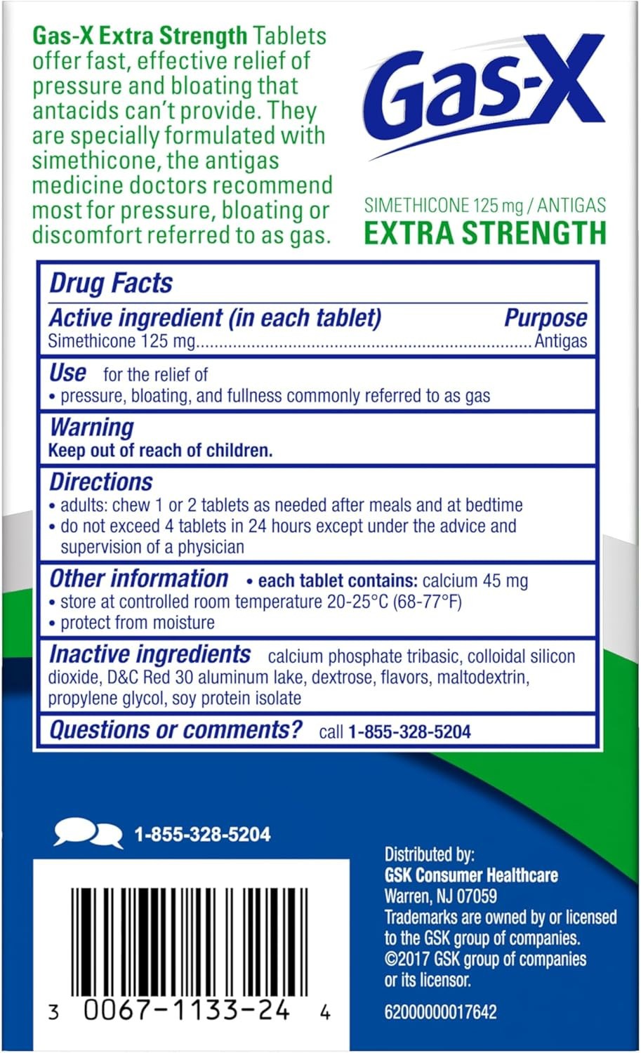 Extra Strength Chewable Gas Relief Tablets with Simethicone 125 Mg for Bloating