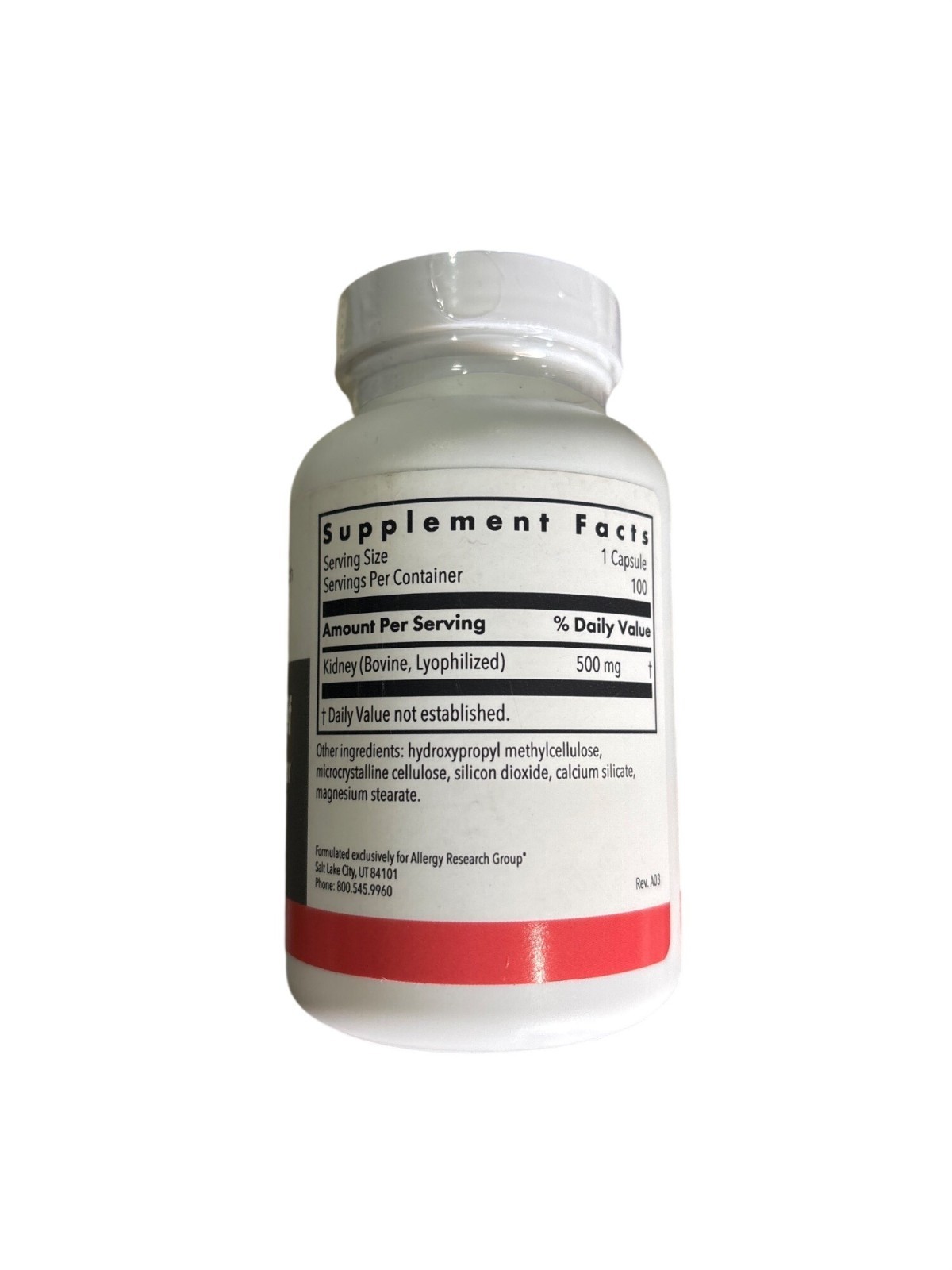 Allergy Research Group ARG, Kidney Beef Natural Glandular, 100 Veg Caps