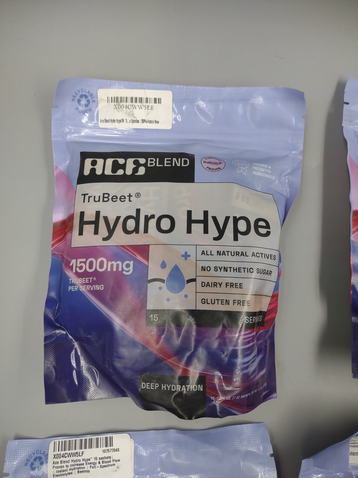 Lot Of 4 TruBeet Hydro Hype Sachets ~ 15 Per Bag ~ Expire 05/26