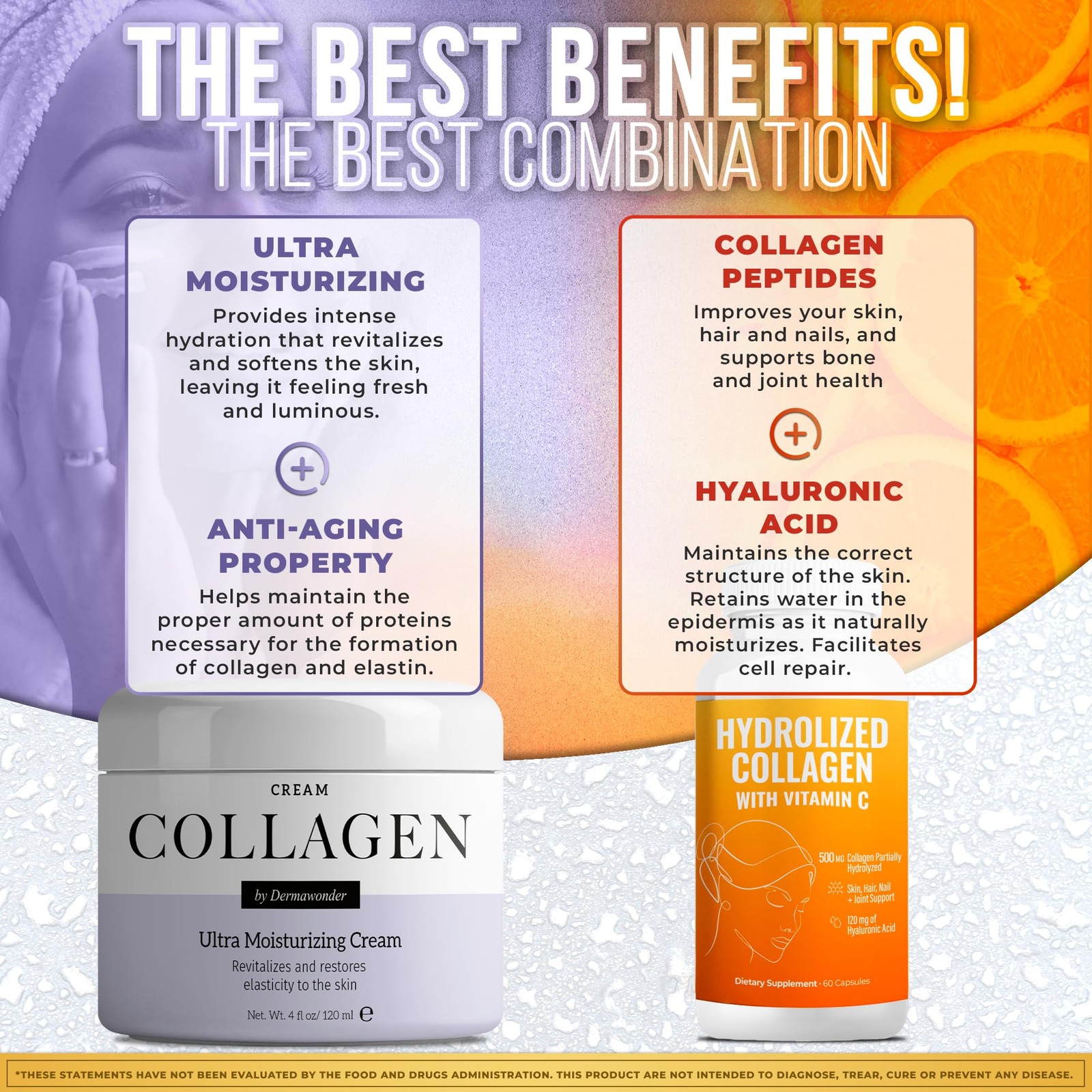 AURA VITAMINS Ultra Collagen Pack | Hydrolyzed Collagen with Vitamin C 500mg 60C