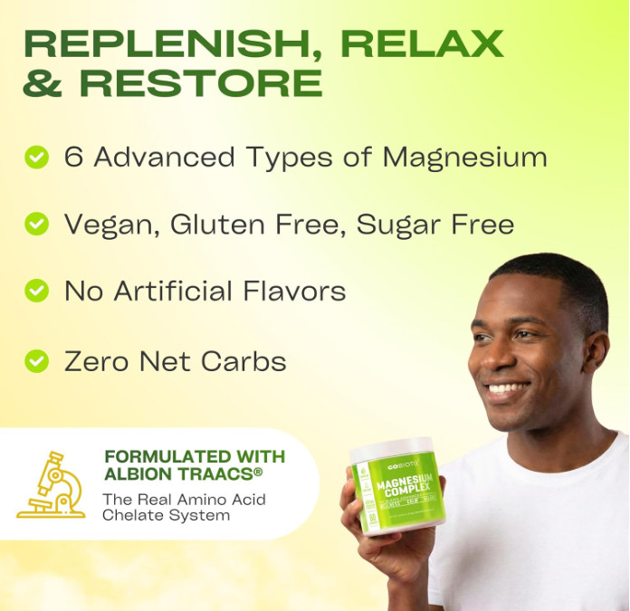 GOBIOTIX Magnesium Glycinate Powder, 6-Form Complex, 60 Servings