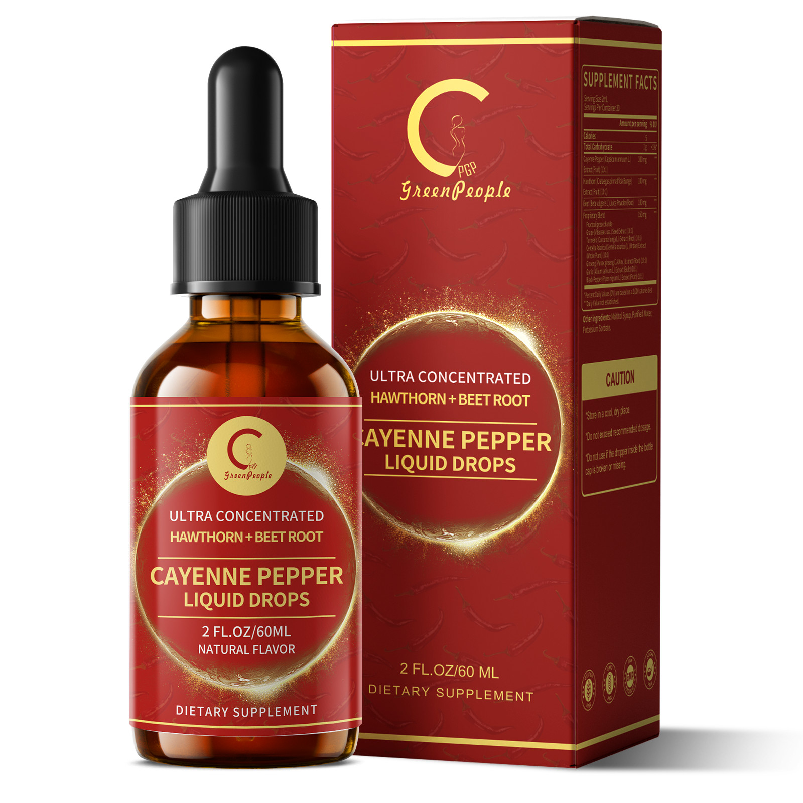 Cayenne Pepper Supplement Liquid Drops Natural Metabolism & Energy Support