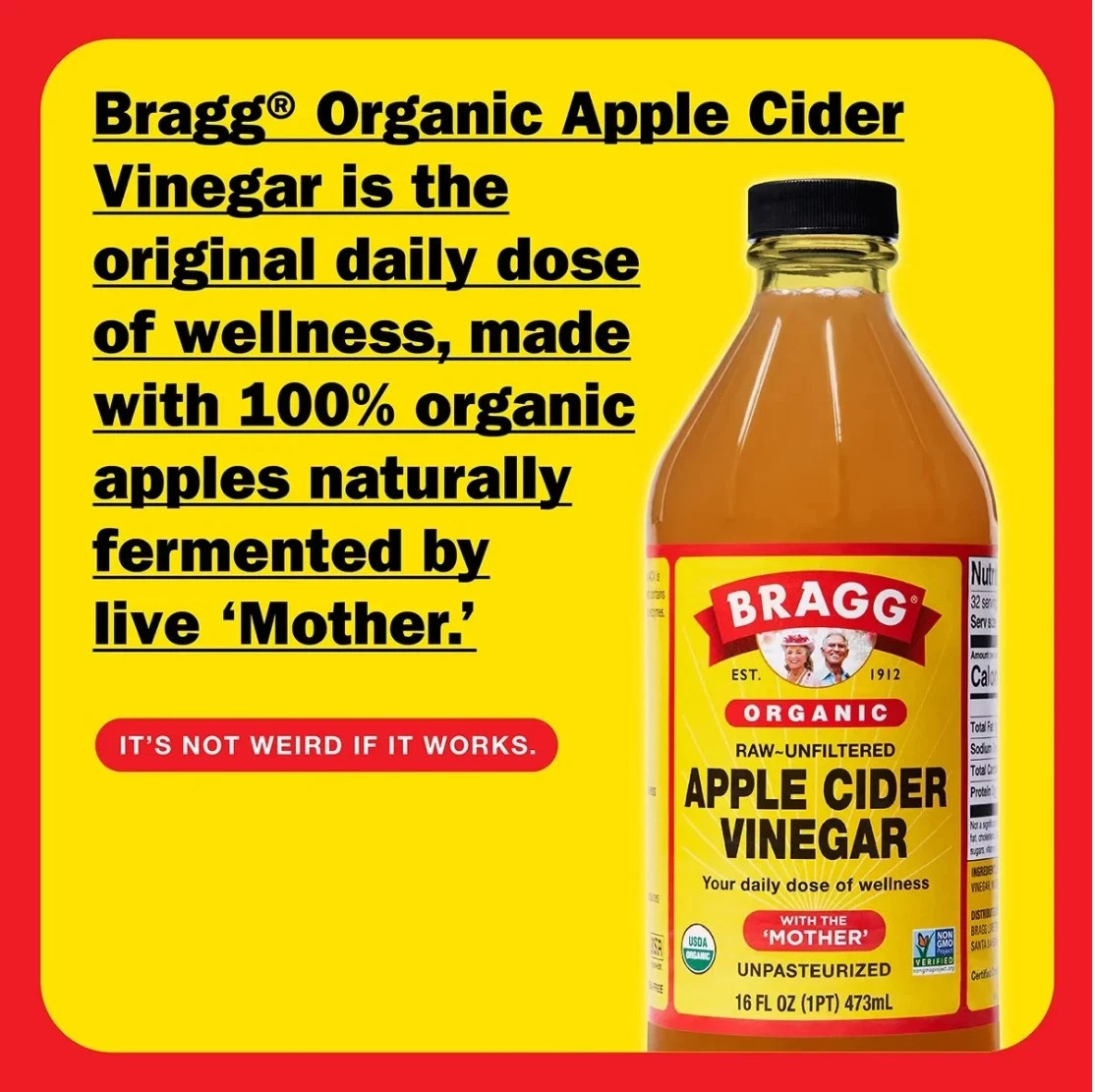 Bragg Organic Apple Cider Vinegar with The Mother, Raw and Unfiltered, 32 fl oz