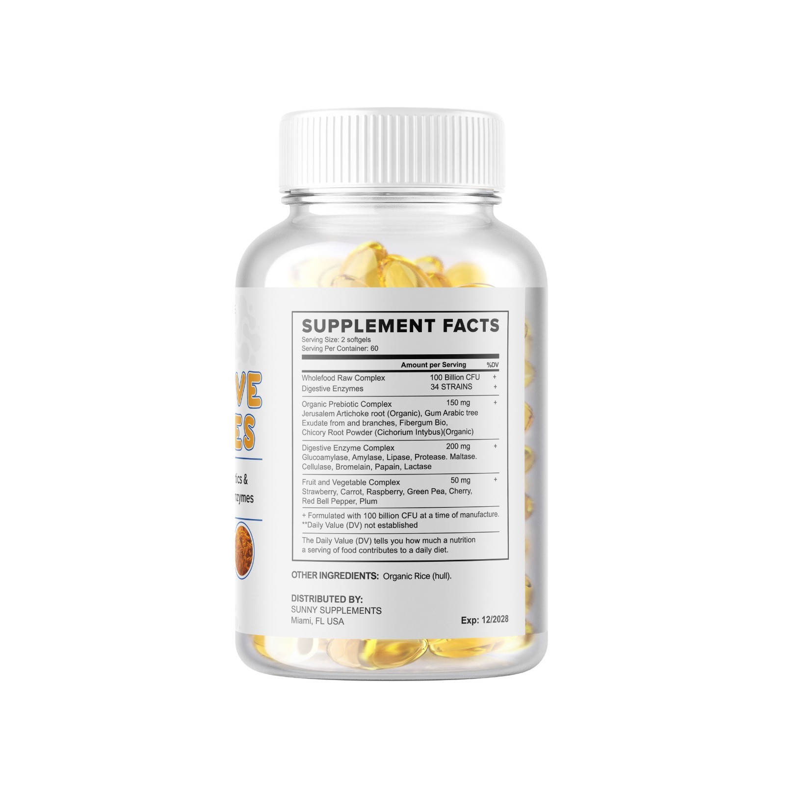2x 100 Billion Digestive Enzymes Probiotics Prebiotics Gas Constipation Bloating
