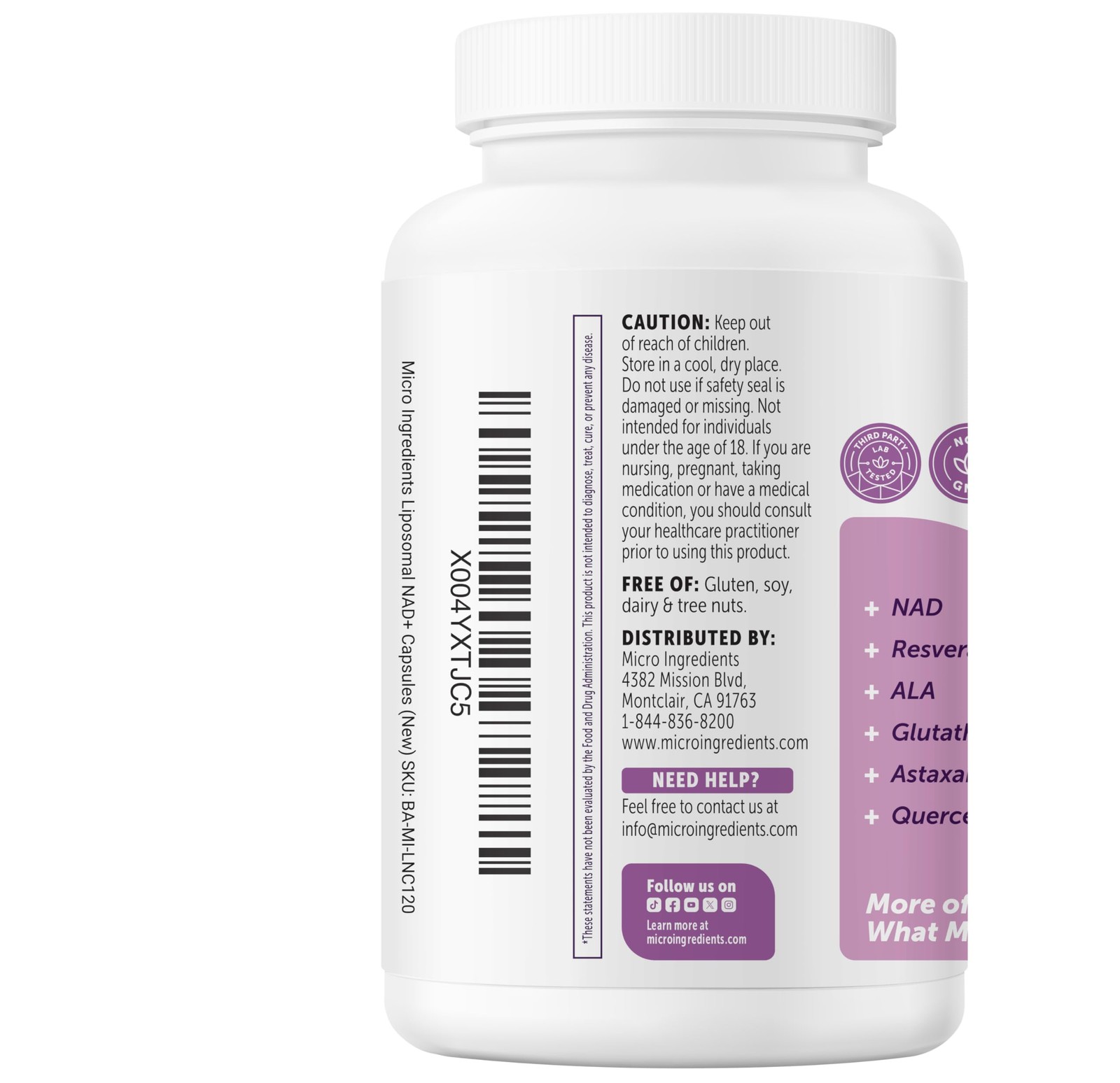 Micro Ingredients Liposomal NAD+ Ultimate Complex 1,000mg | 120 Veggie Capsul…