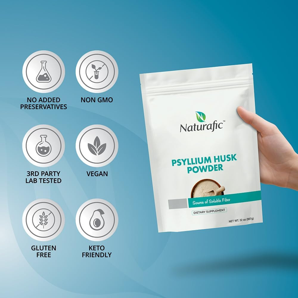 Psyllium Husk Powder Unflavored – Digestive Fiber Supplement for Bowel Regularit