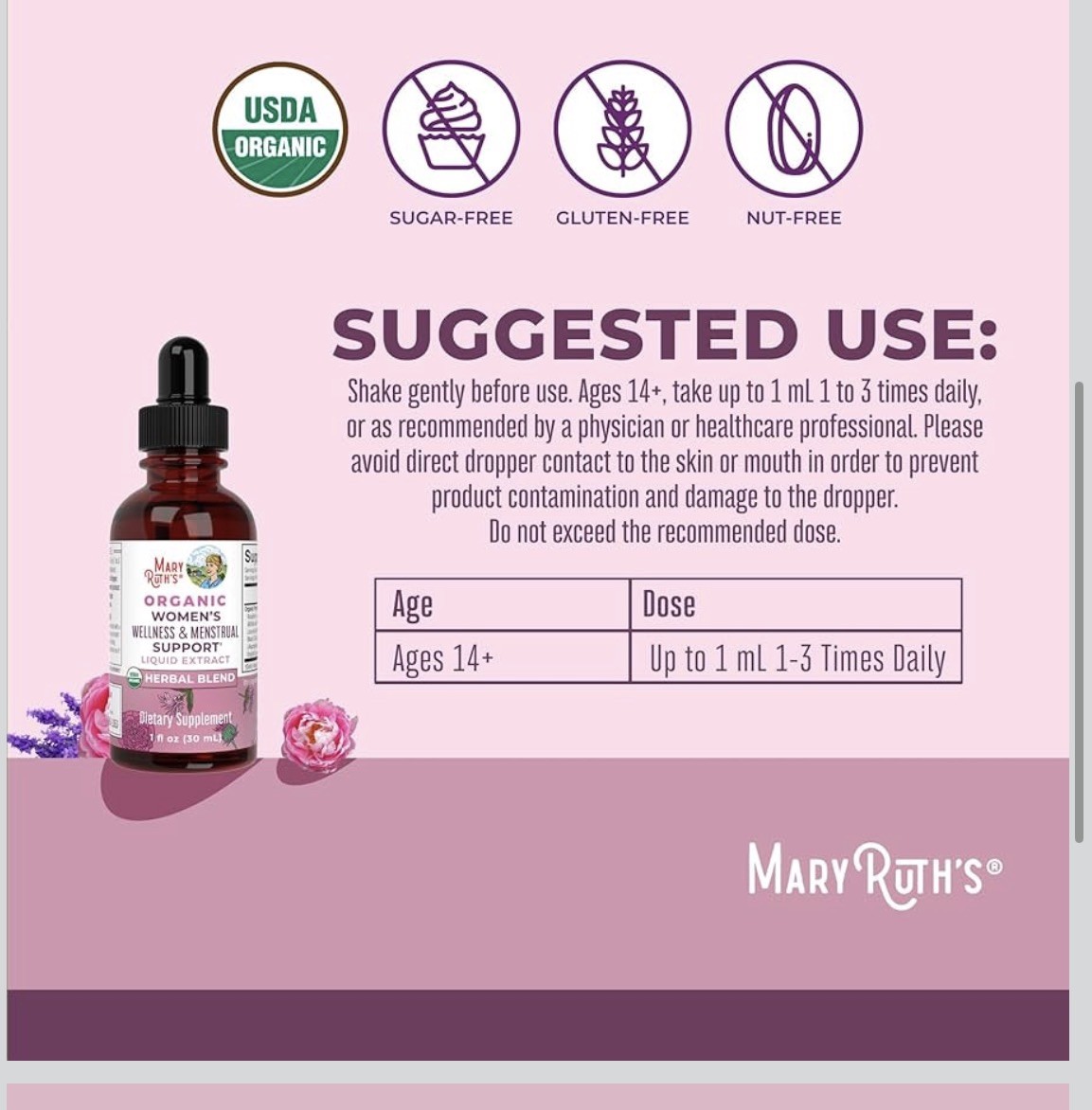 MaryRuth Valerian Root Liquid Drops Organic 60 Servings