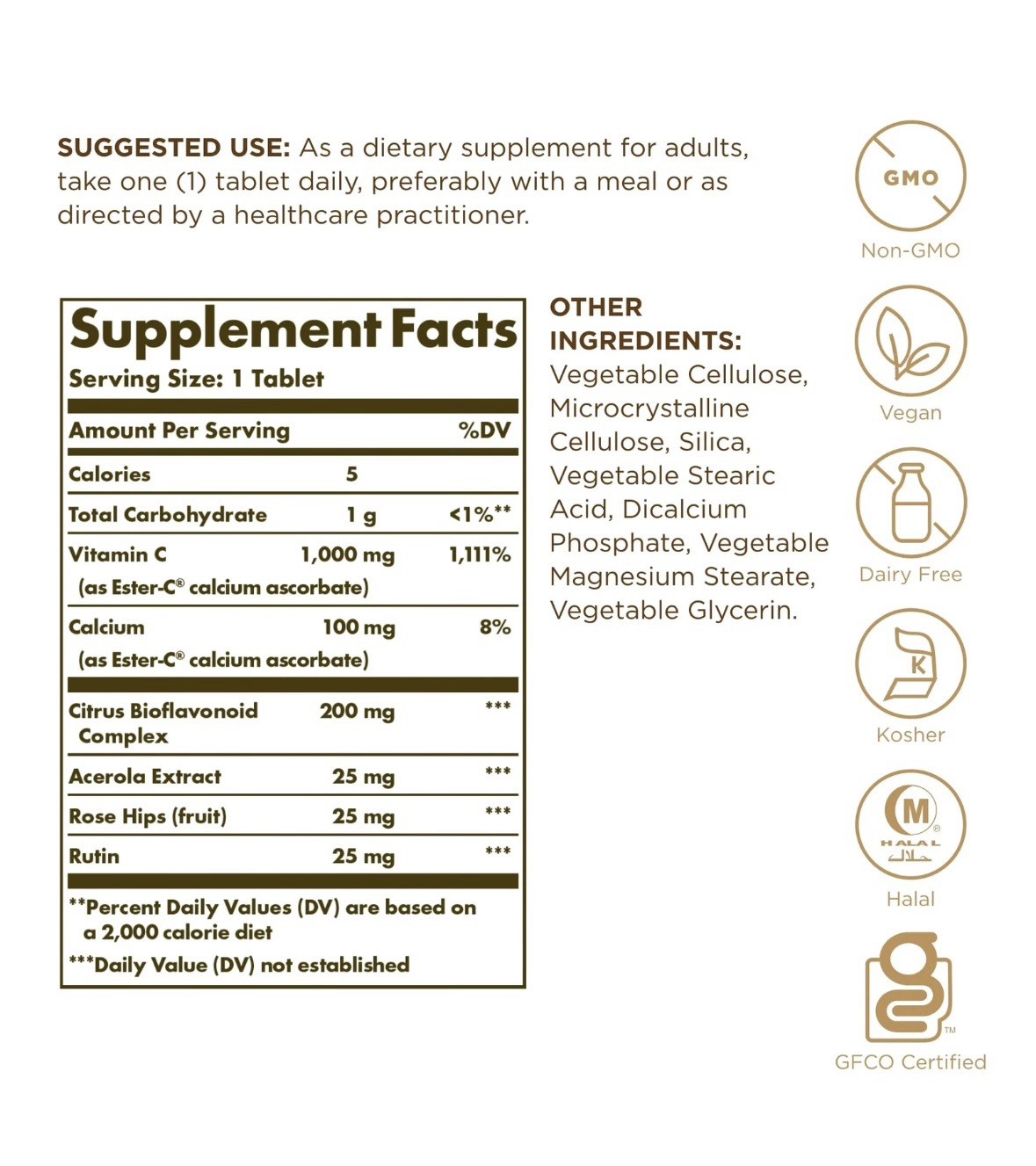 Solgar Ester-C Plus 1000 mg Vitamin 180 Count (Pack of 1), Standard Packaging
