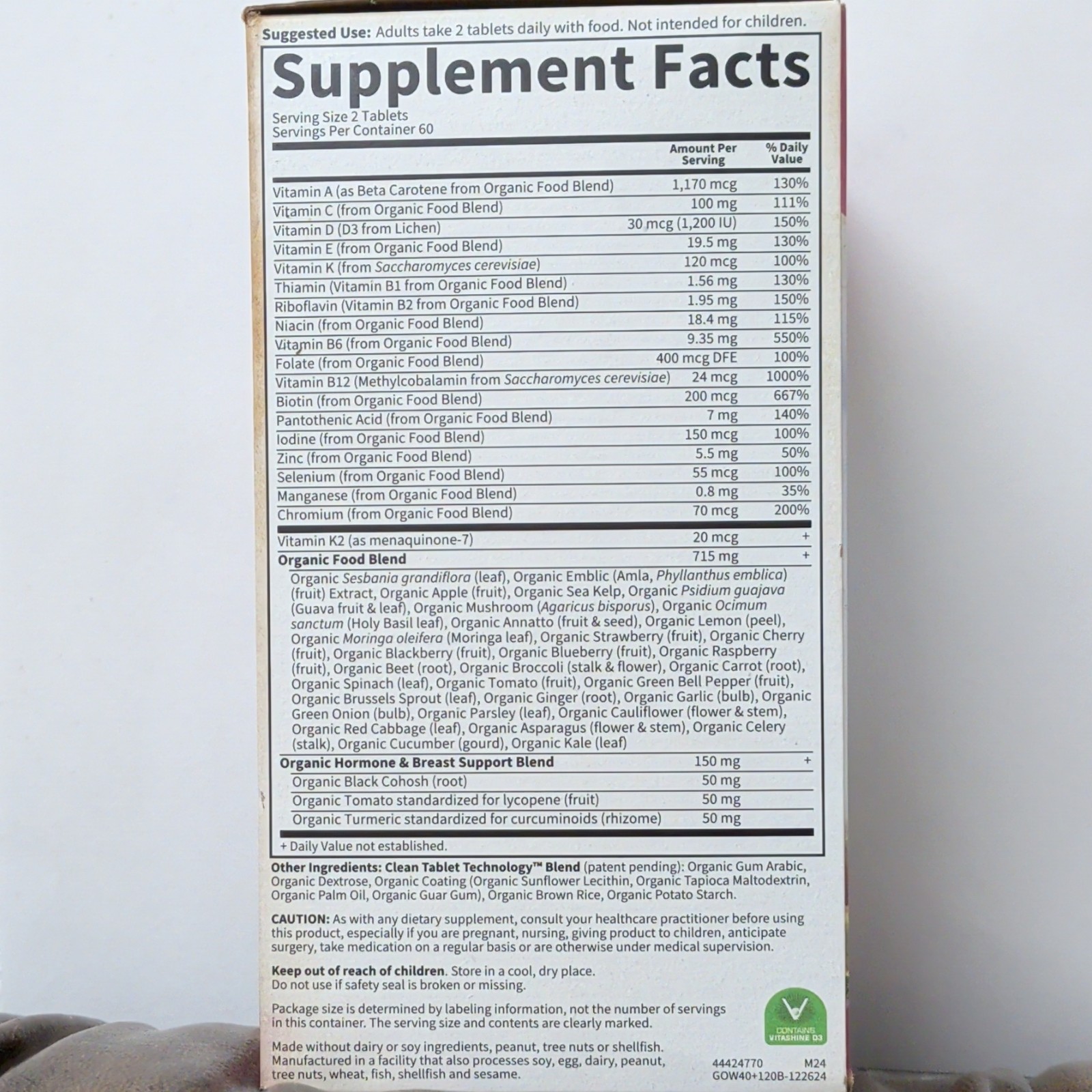 Garden of Life Women’s Multi 40+ Multivitamin 120 Vegan Tablets Organic, Non-GMO
