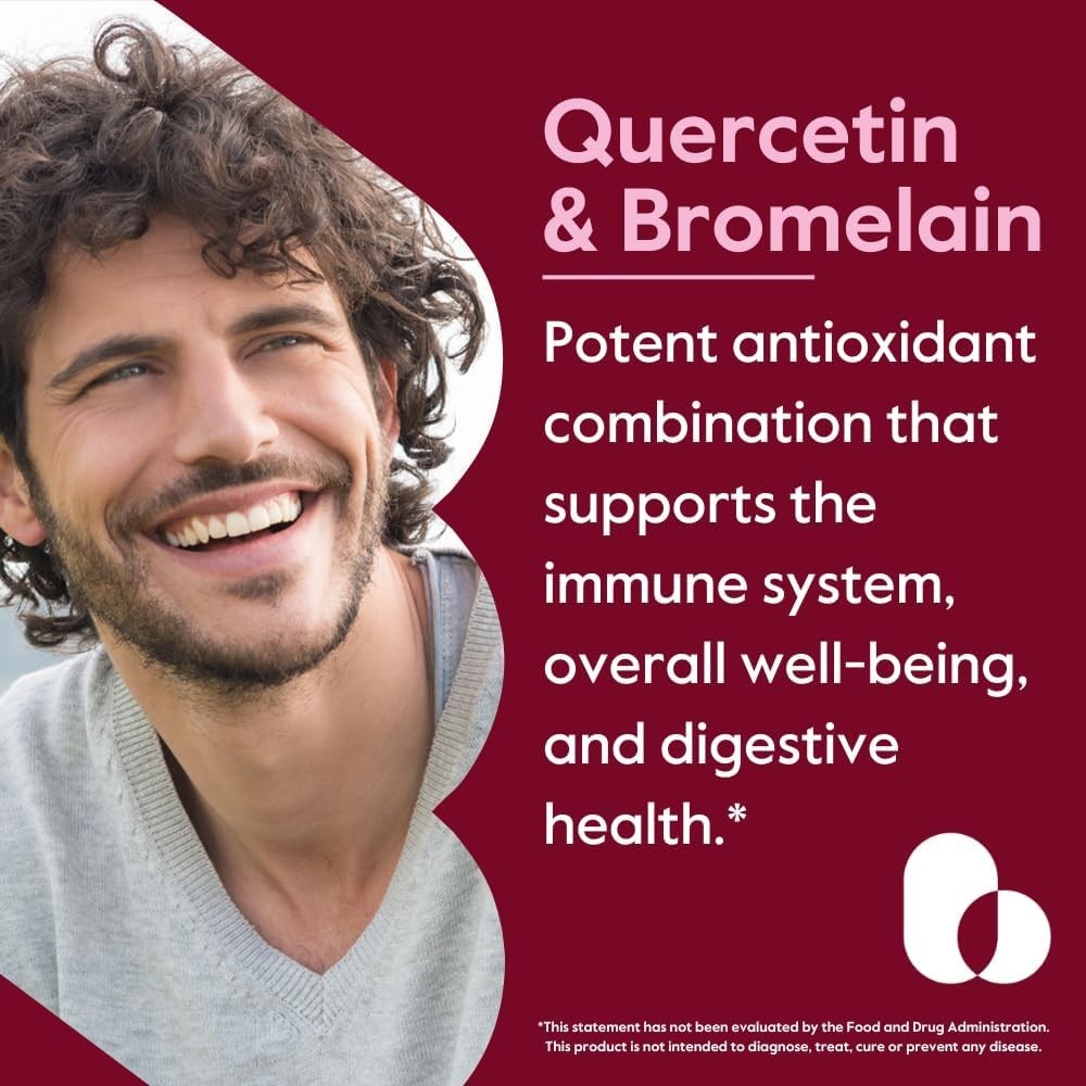 Potent Quercetin 500mg with Bromelain for Antioxidant Support – 120 Count