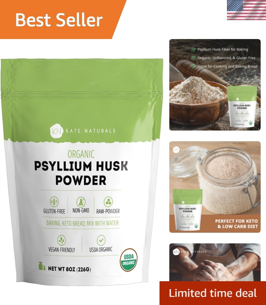 Psyllium Husk Powder for Fiber Digestion Baking Organic Gluten Free 8oz