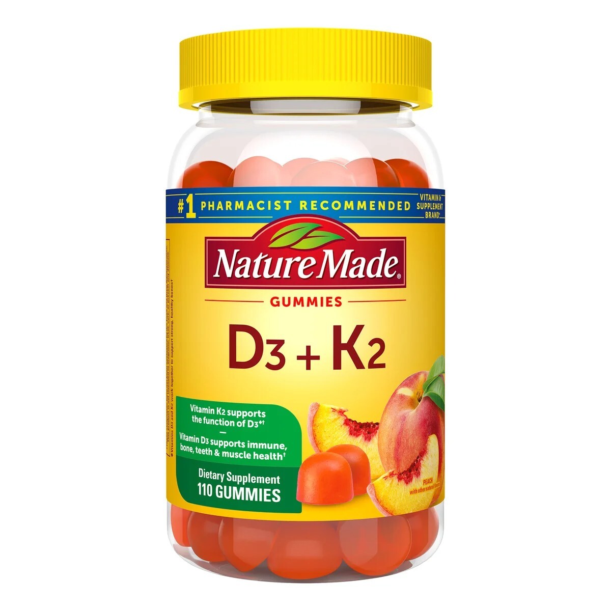 Nature Made D3 + K2 Gummies, 110 Gummies – EXP 06/2026 New – Free Shipping!