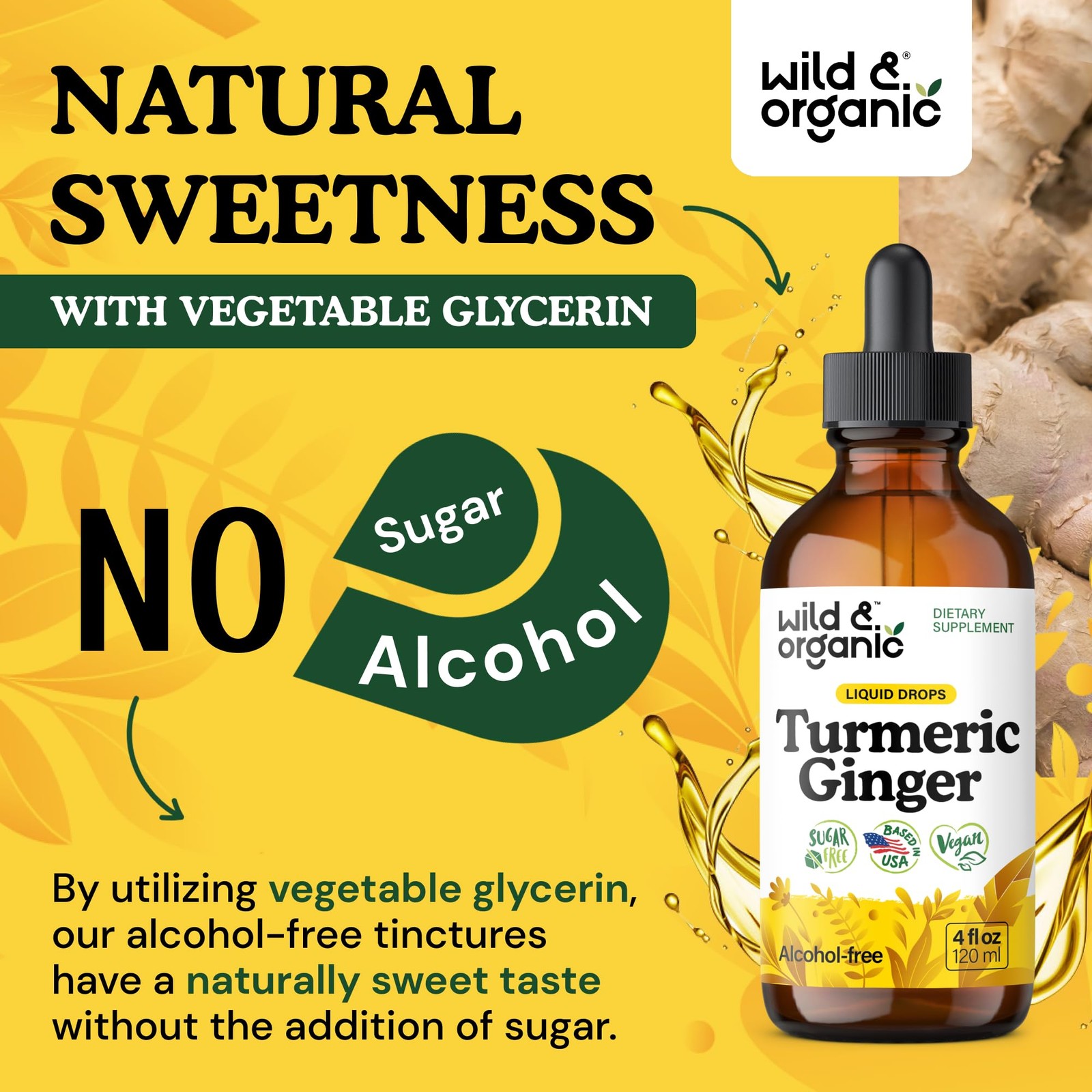 Wild & Organic Turmeric and Ginger Supplement – Movement & Immunity – 4 oz |