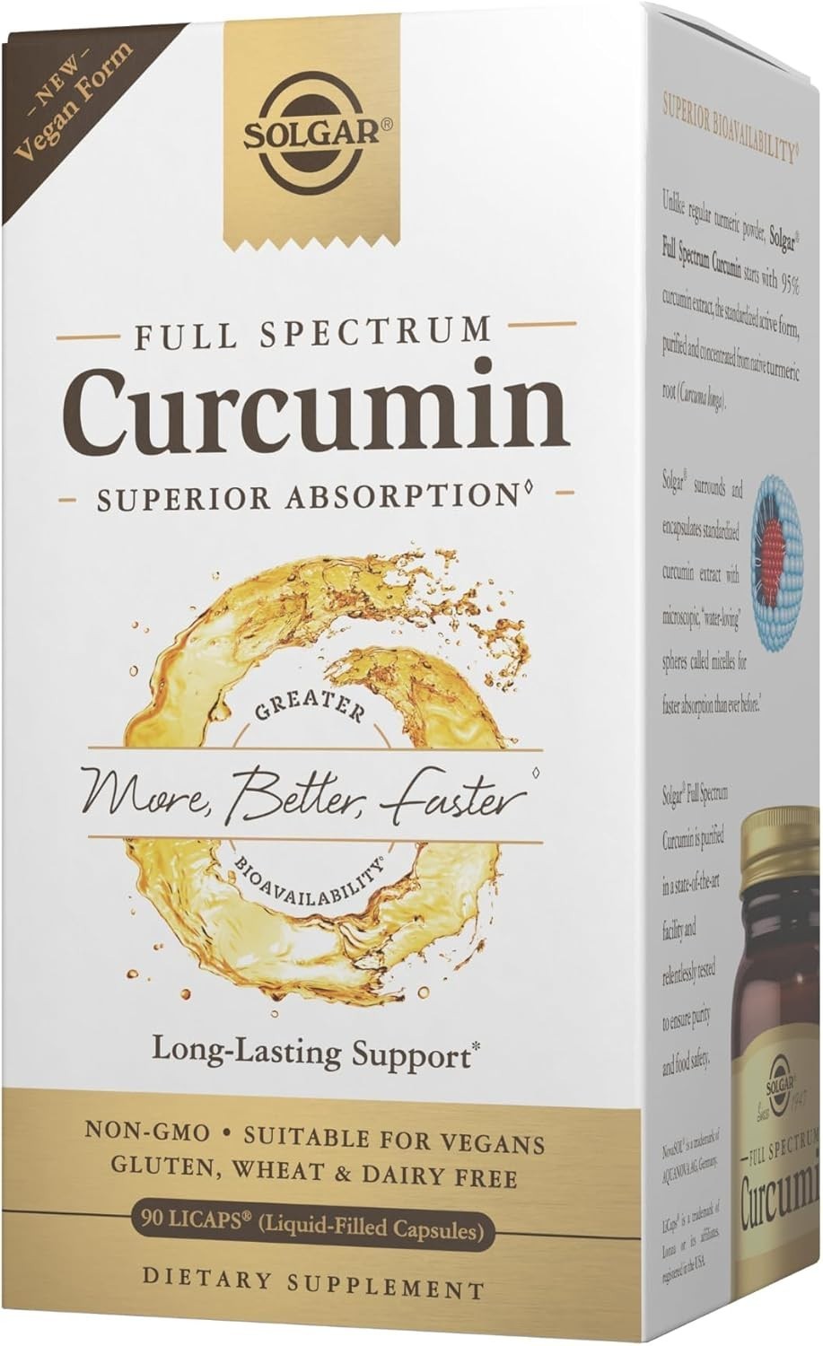 Solgar Full Spectrum Curcumin Liquid Extract – 90 Softgels EXP 12/2027 FREE SHIP