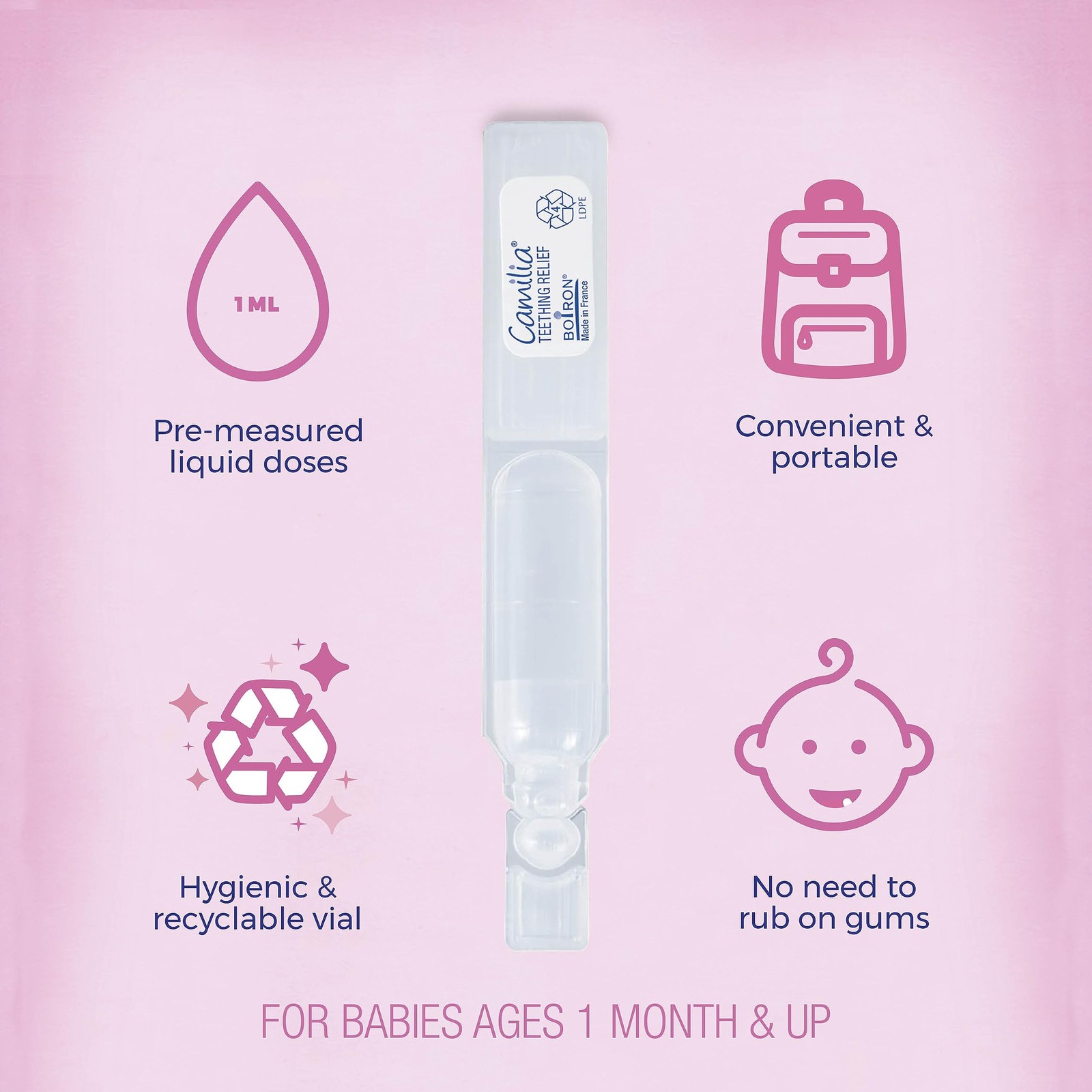 Boiron Camilia Teething Drops for Daytime and 30 Count (Pack of 1), Natural