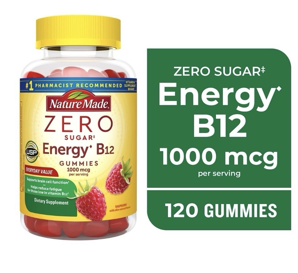 Nature Made Zero Sugar Energy Vitamin B12 Gummies Sugar Free Gummies 120Ct.