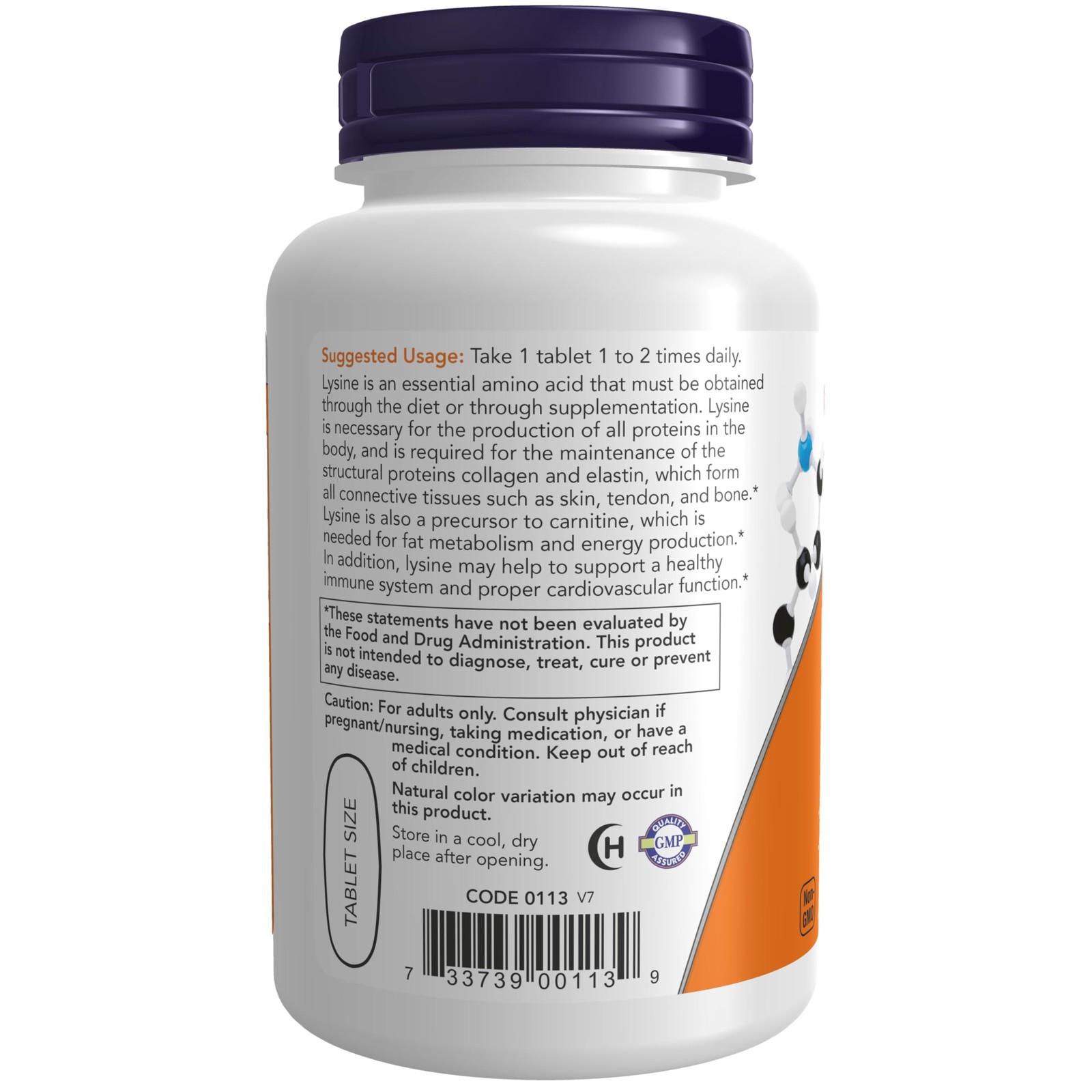 (L-Lysine Hydrochloride) 1,000 mg, Double Strength, Amino Acid, 100 Tablets