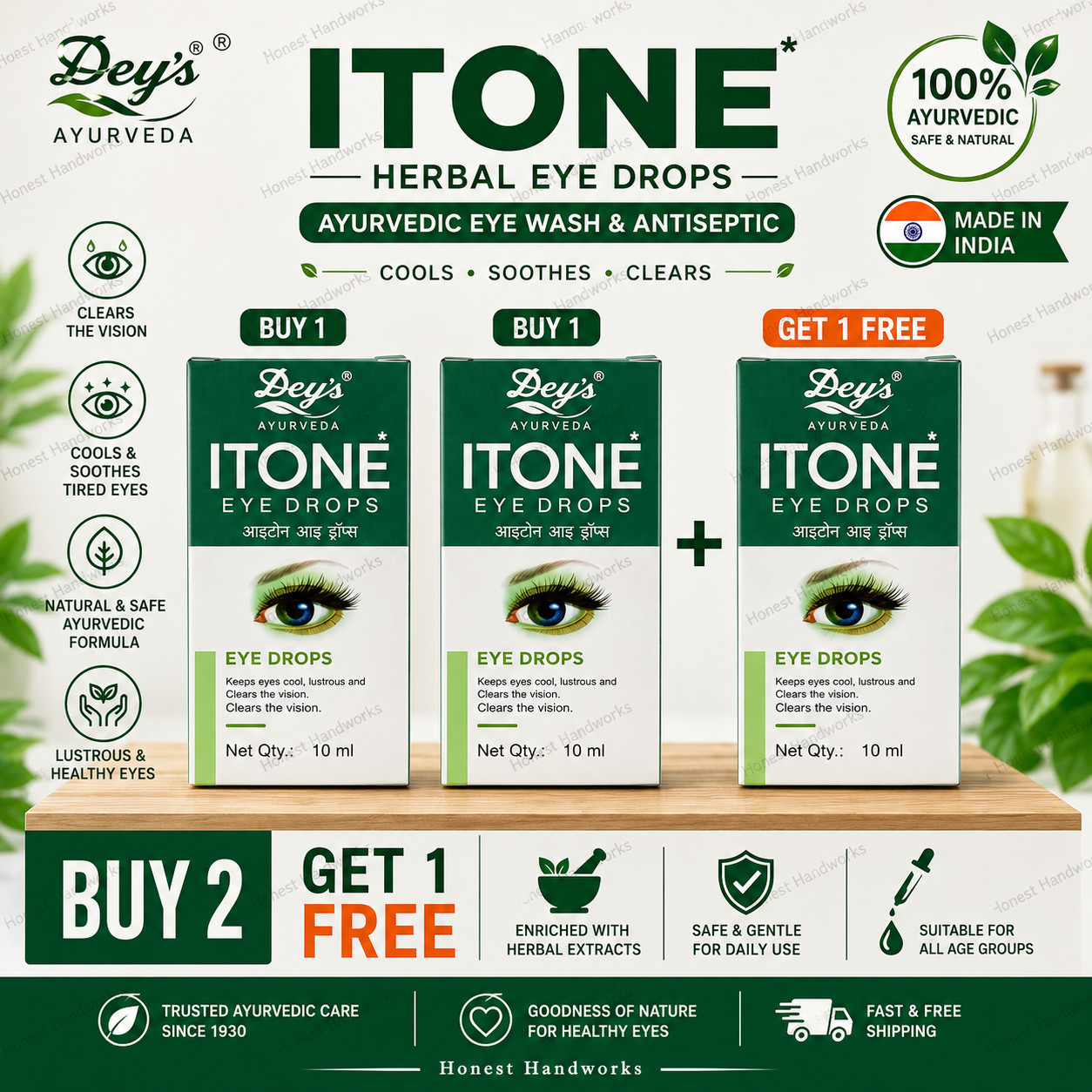 ITONE Herbal Eye Drops Ayurvedic Eye Wash Antiseptic Buy 2 Get 1 Free