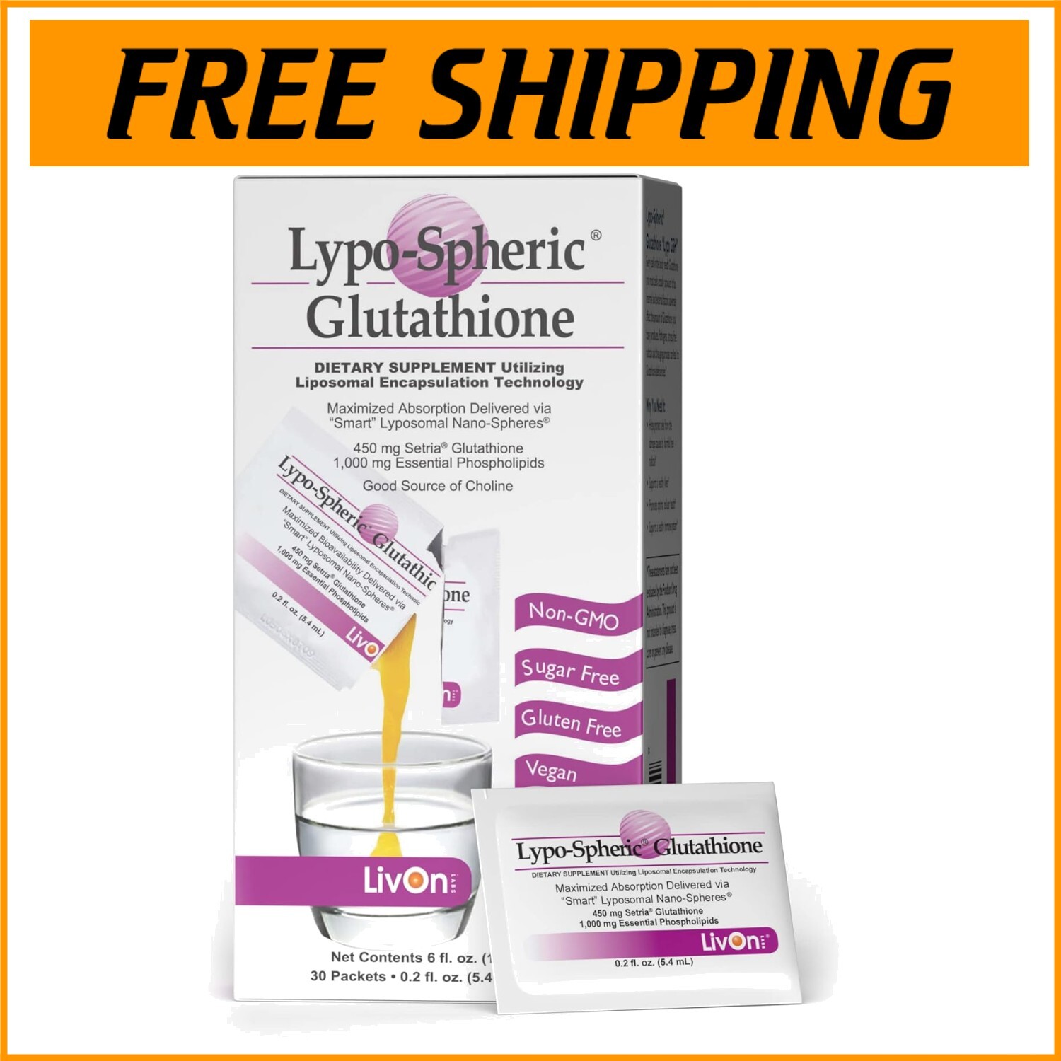 Maximize Cellular Health with Lypo-Spheric Glutathione – 30 Packets Unflavored-=