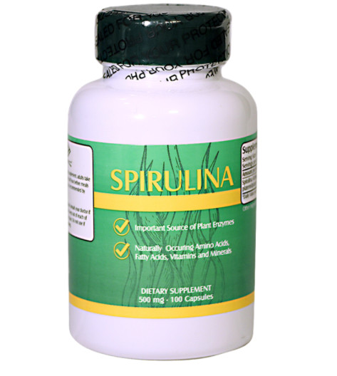 100 CAPSULES SPIRULINA 500 mg BLUE GREEN ALGAE 100% PURE NATURAL