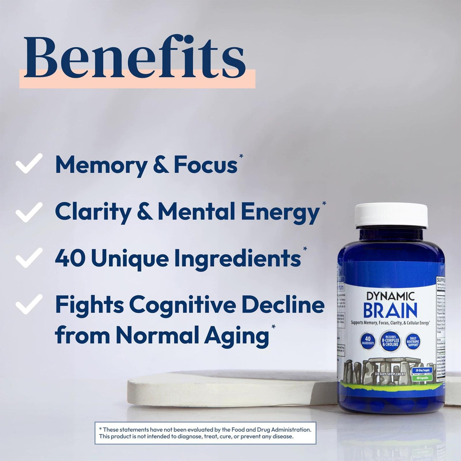 Brain Dynamic Supplement – Focus , Memory & Clarity Support , 60 Capsules * 1 –