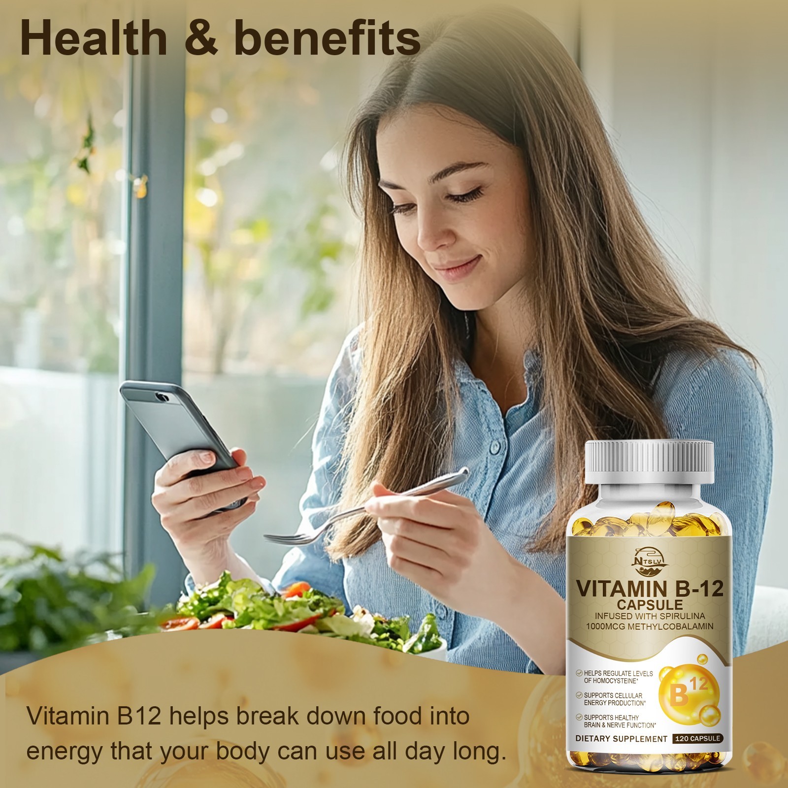 Vitamin B12 Extra 1000 mcg, B12 Vitamin Supplement for Energy Metabolism Support
