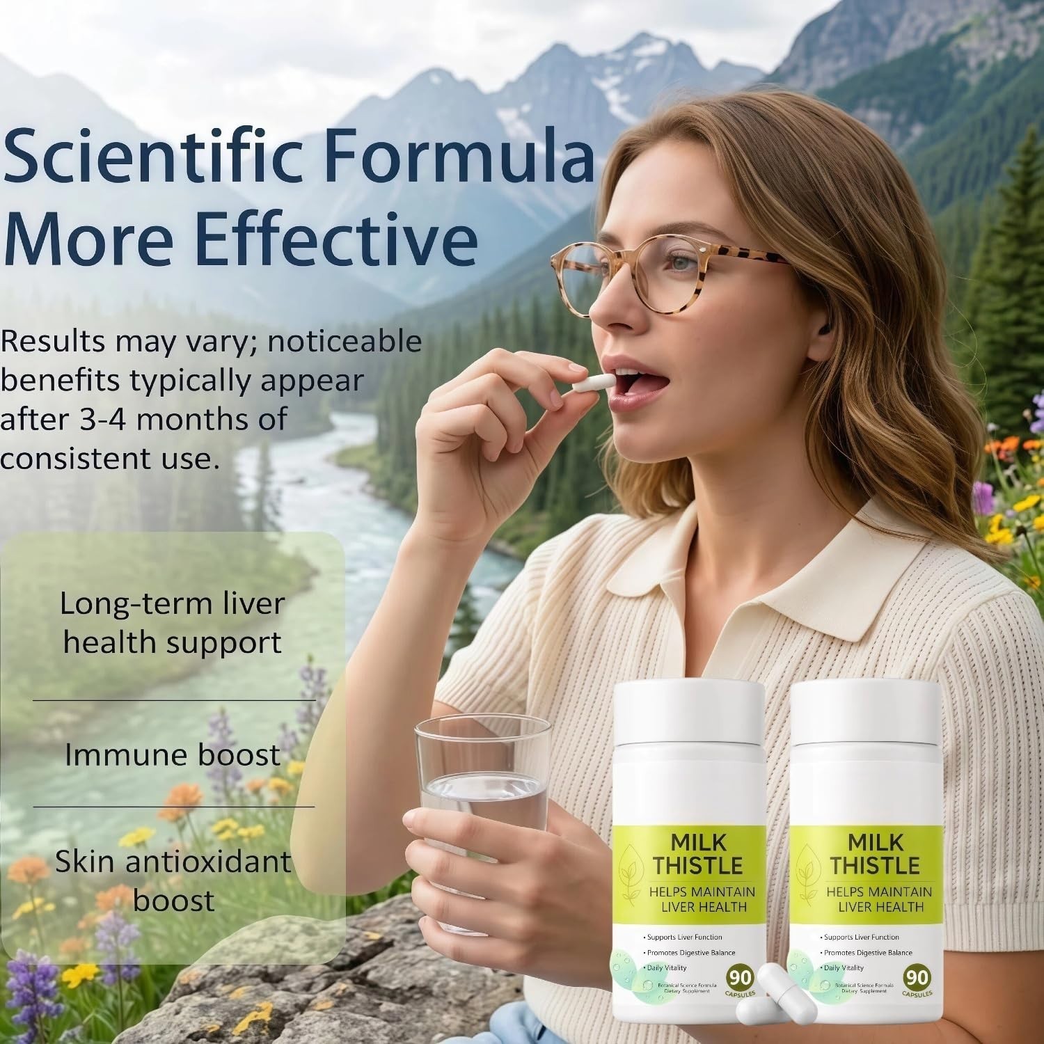 Milk Thistle 300mg – 80% Silymarin with Turmeric & Pueraria – Liver Detox Suppor