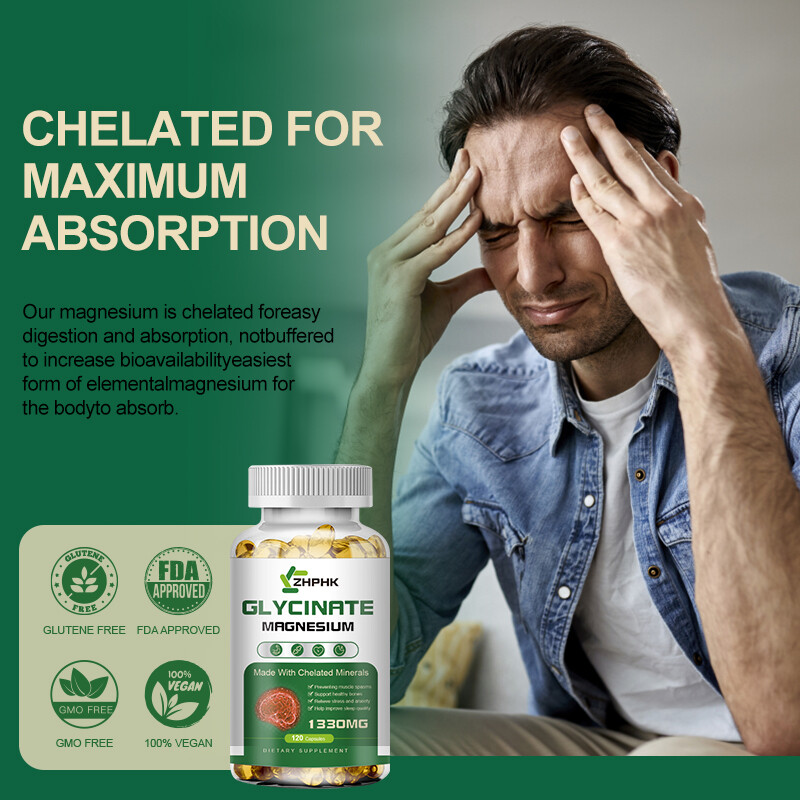 2 Packs Magnesium Glycinate Capsules 1330mg High Absorption Buffered & Chelated