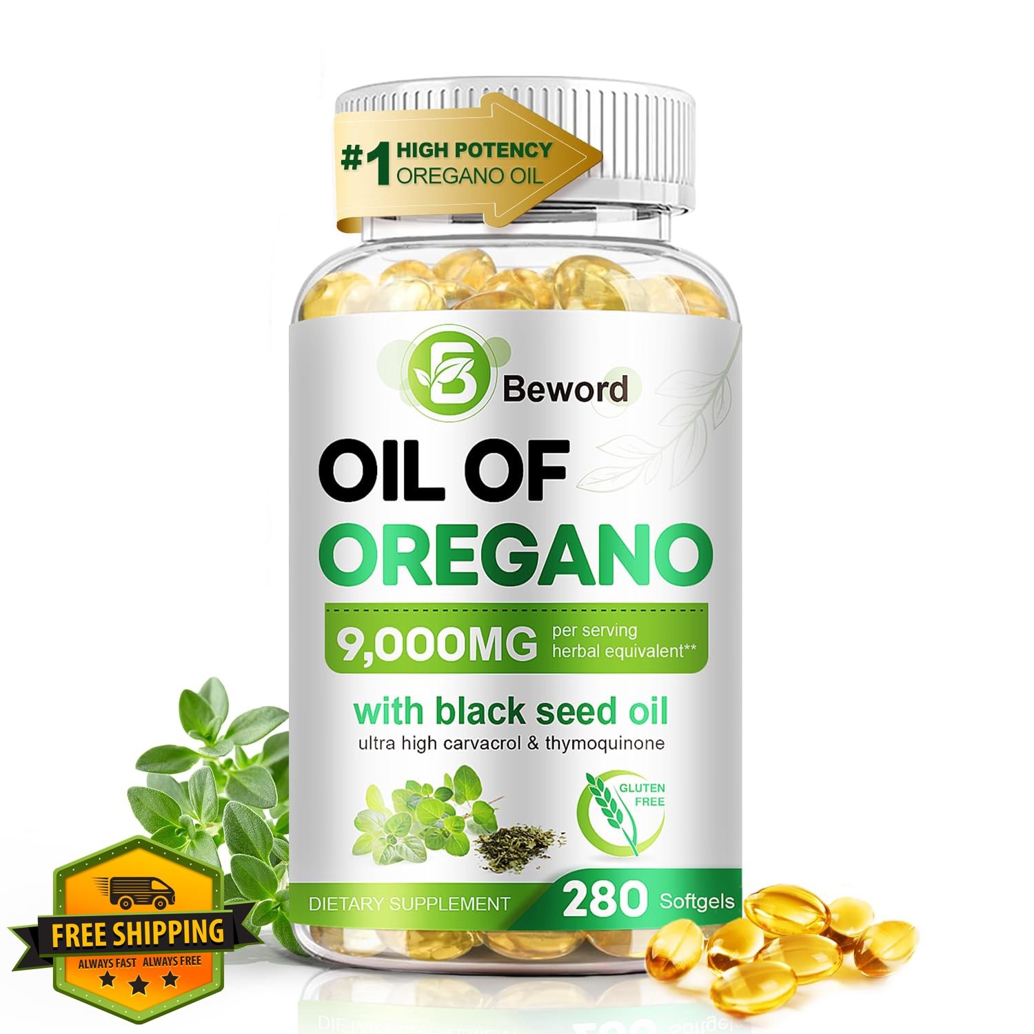 Beword Oil Oregano Black Seed Oil 280 Softgels