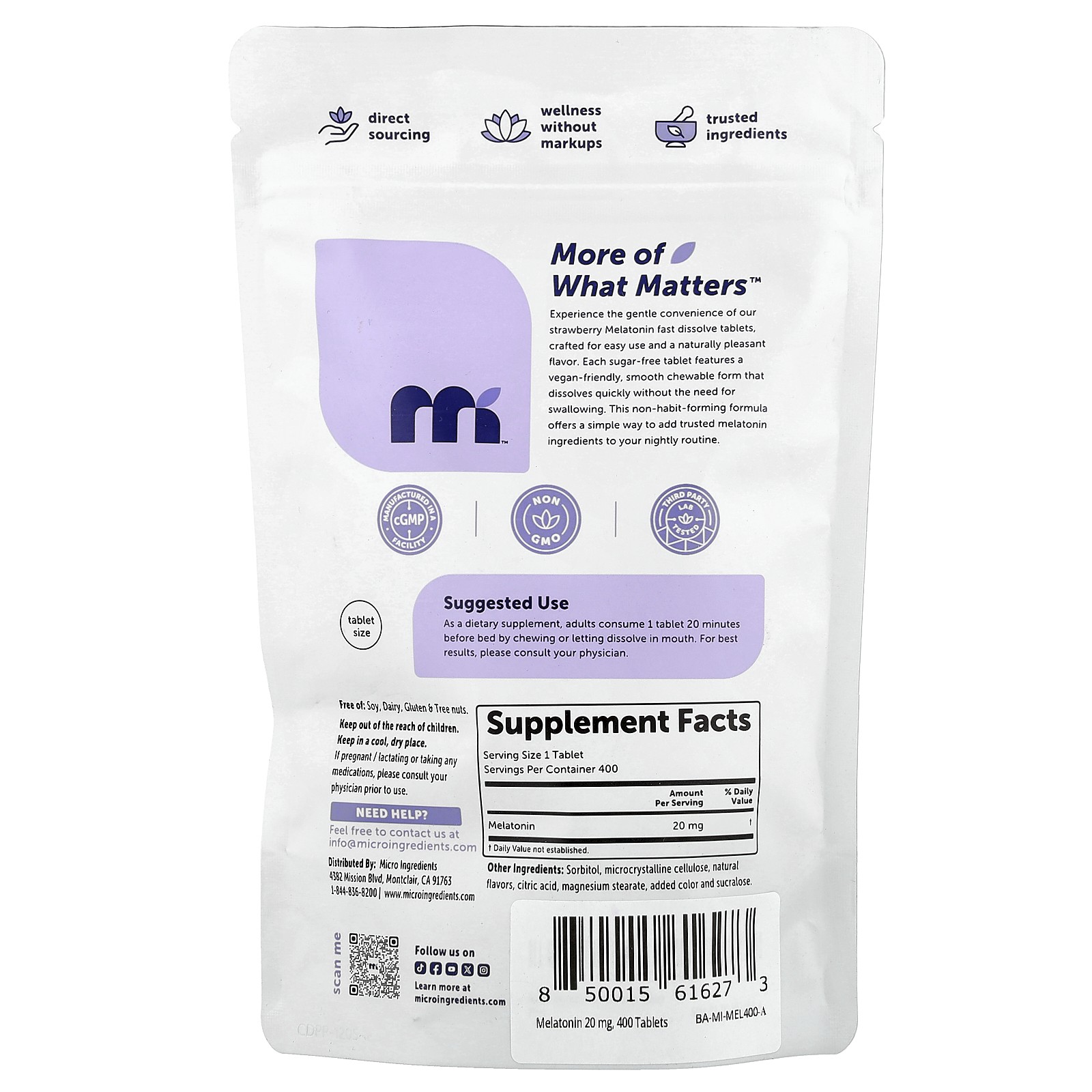 Melatonin, Strawberry, 20 mg, 400 Tablets