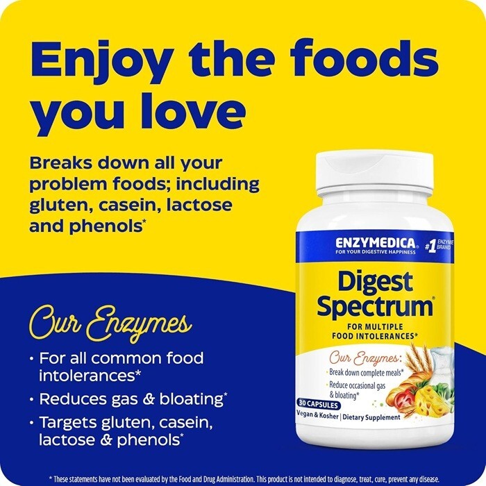 Enzymedica Digest Spectrum, Digestive Enzymes for Multiple Food Intolerances, Of