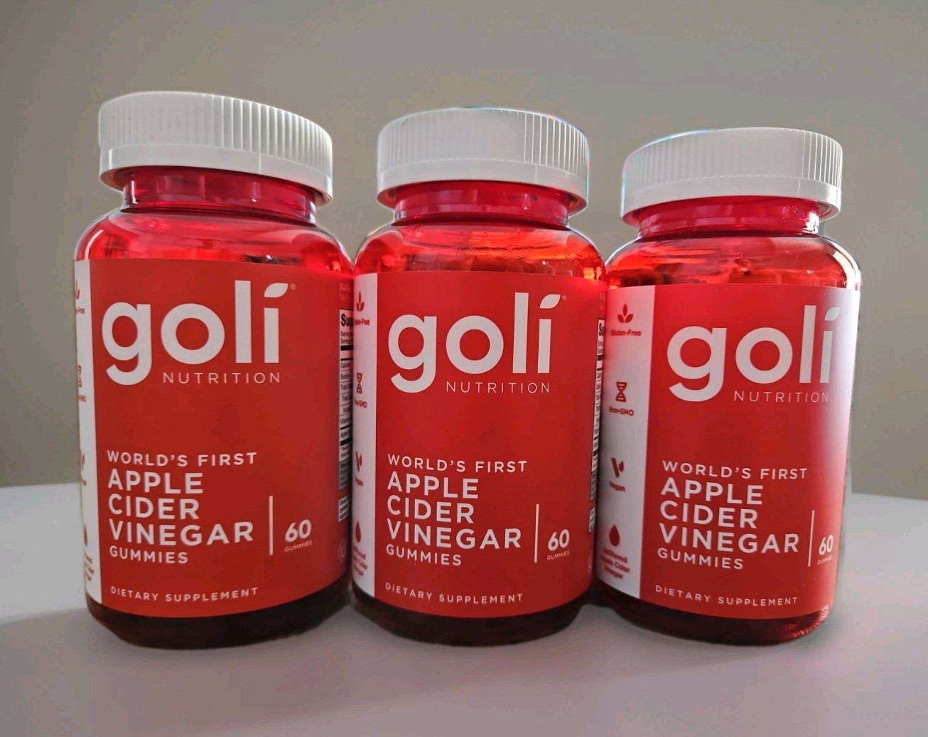 Goli Apple Cider Vinegar + Gummies – Lot of 3 bottles, Exp: 10/2027