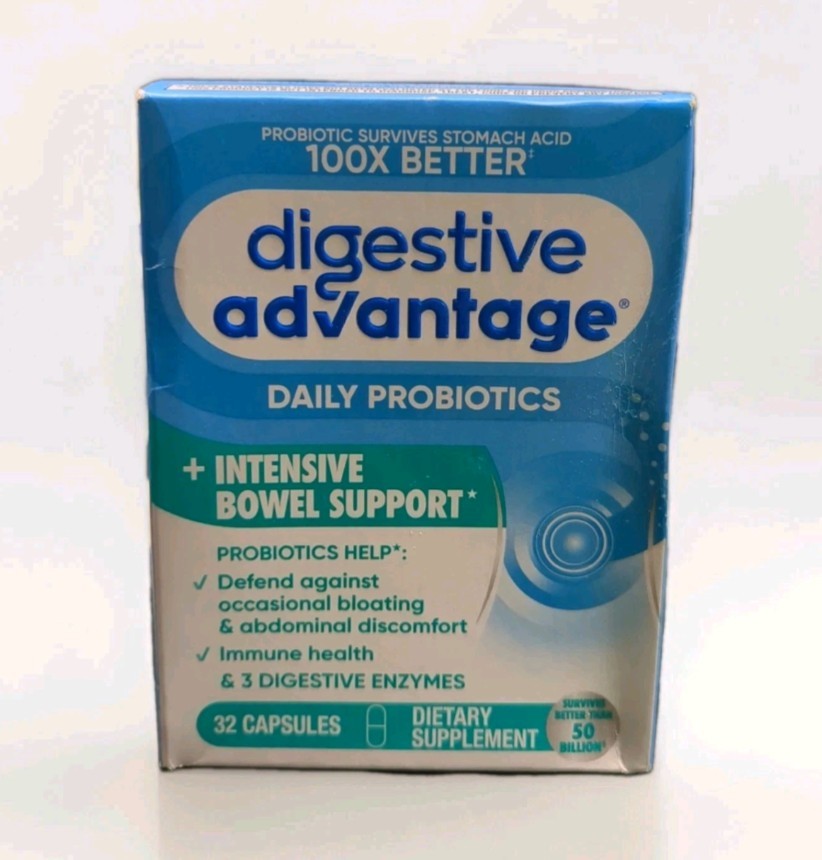 Digestive Advantage Intensive Bowel Support Probiotics 32 Capsules Exp 9/2026