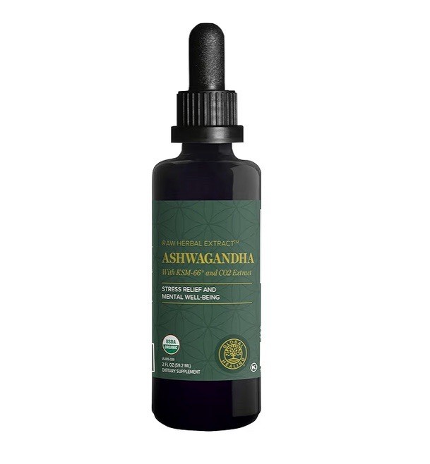 Organic Ashwagandha Drops KSM-66 Liquid Stress Support 2oz 01/2028
