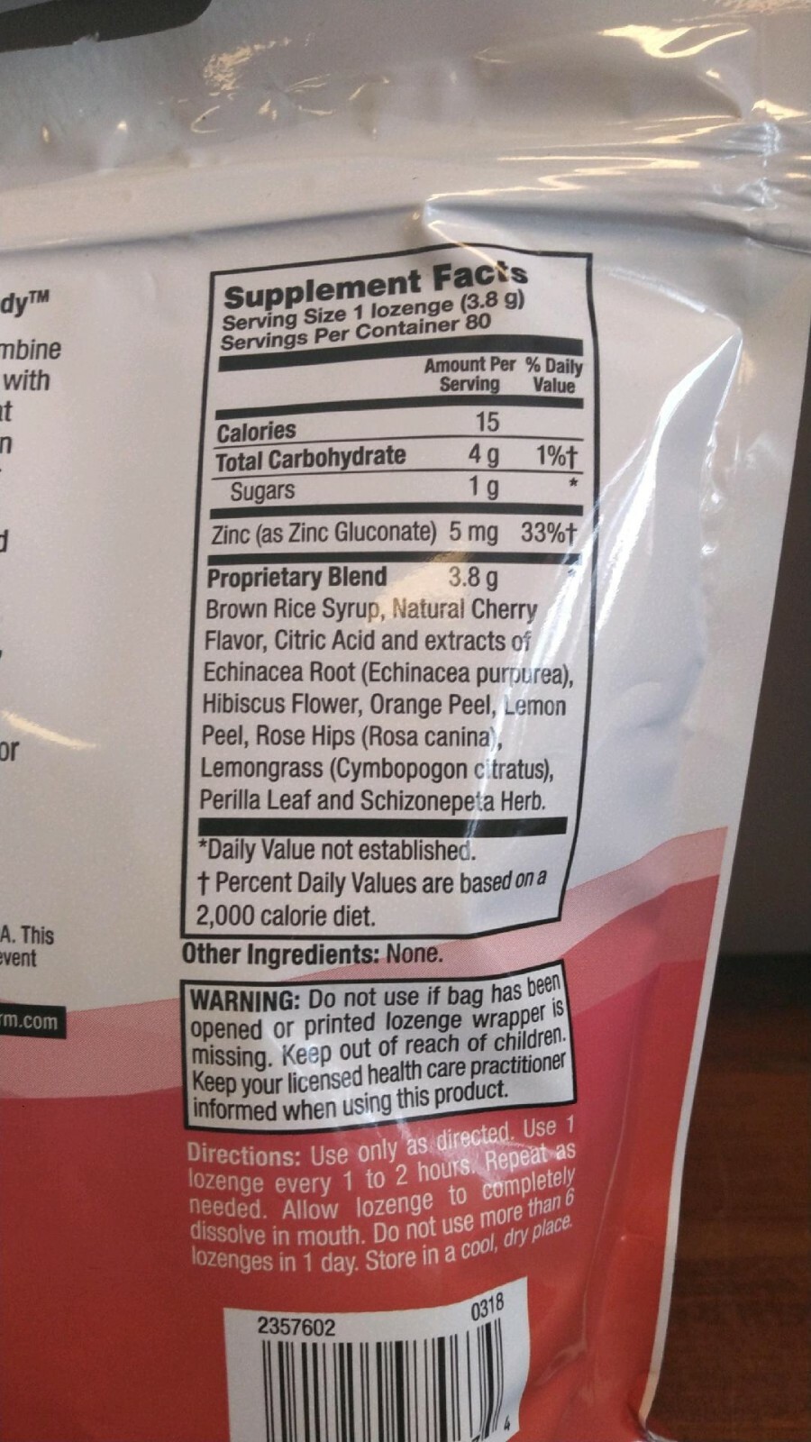 Quinine Tonic Syrup 17 oz and Echinacea Zinc Cherry 80 Lozenge 1 Bottle & 1 Bag