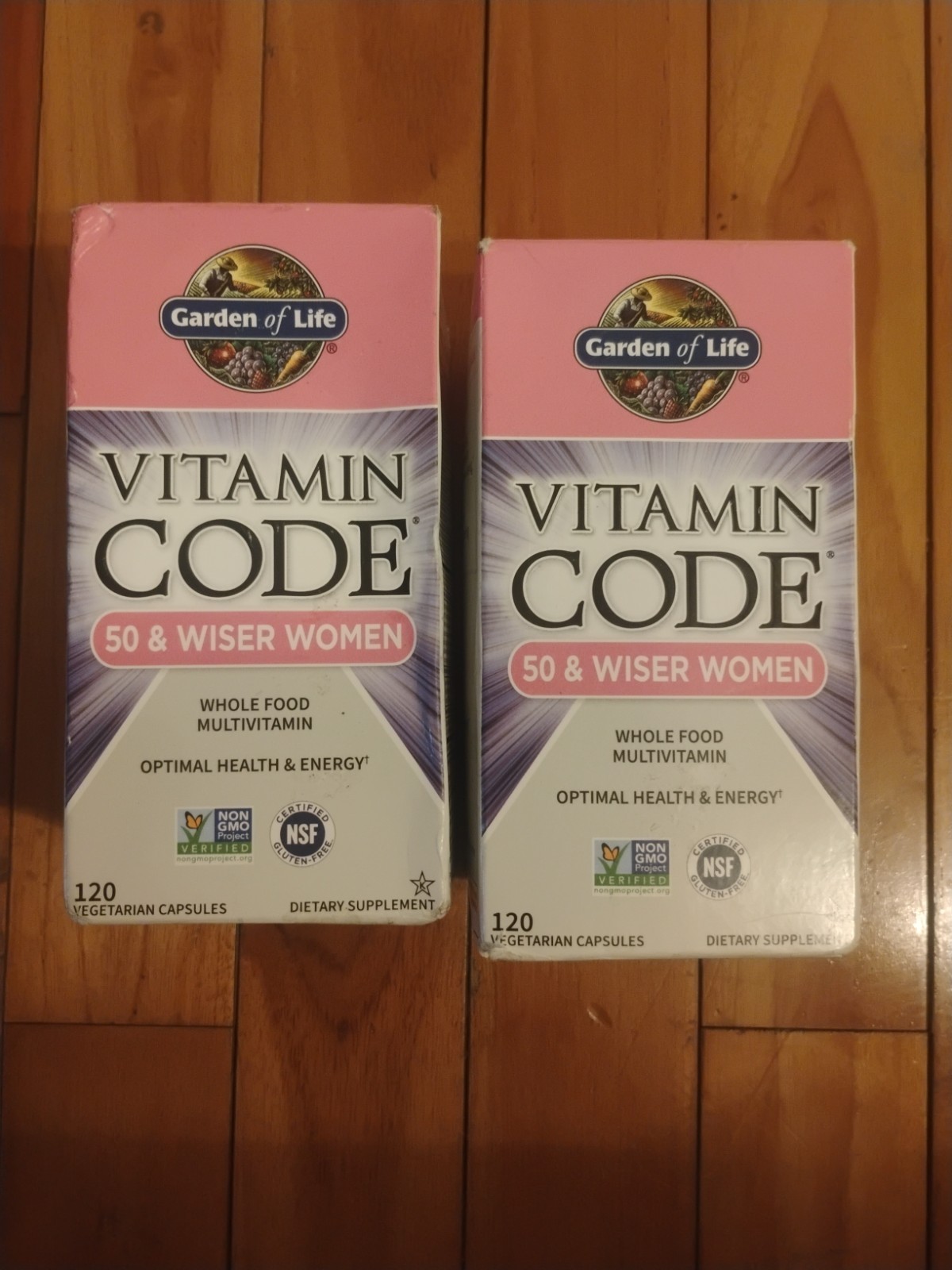 (2)Garden of Life Vitamin Code 50 & Wiser Women 240 Tot. Veg Caps BB 05/2026