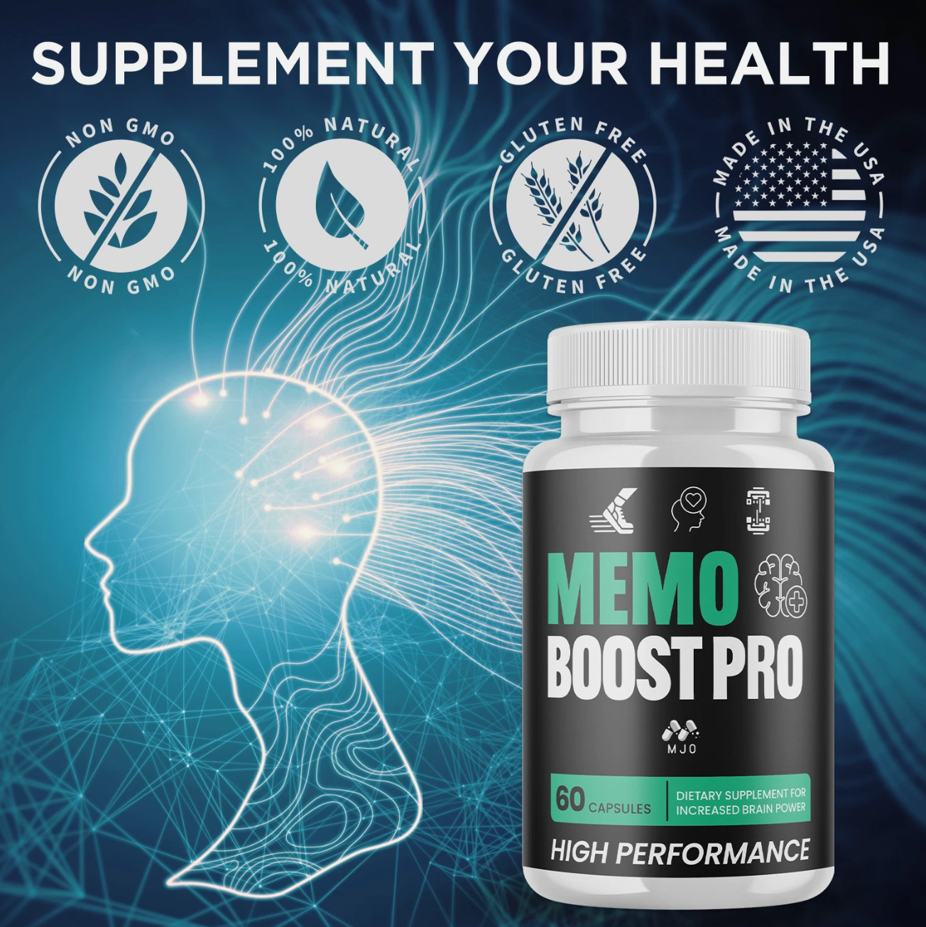 (6 Pack) Memo Boost Pro Nootropic Natural Brain Support, MemoBoostPro Capsules