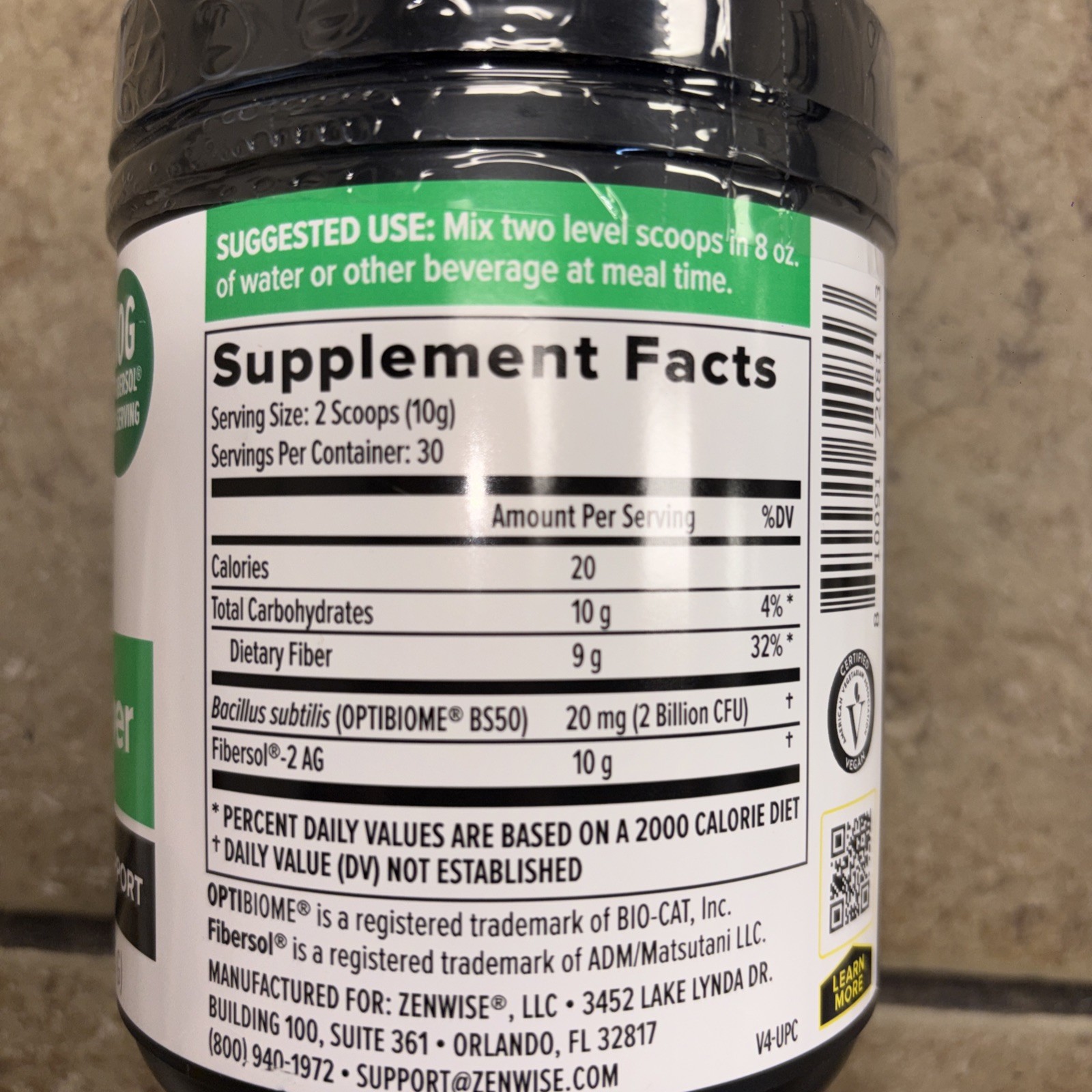 Zenwise Daily Prebiotic Fiber (10g per Serving) Gut Health 10.5