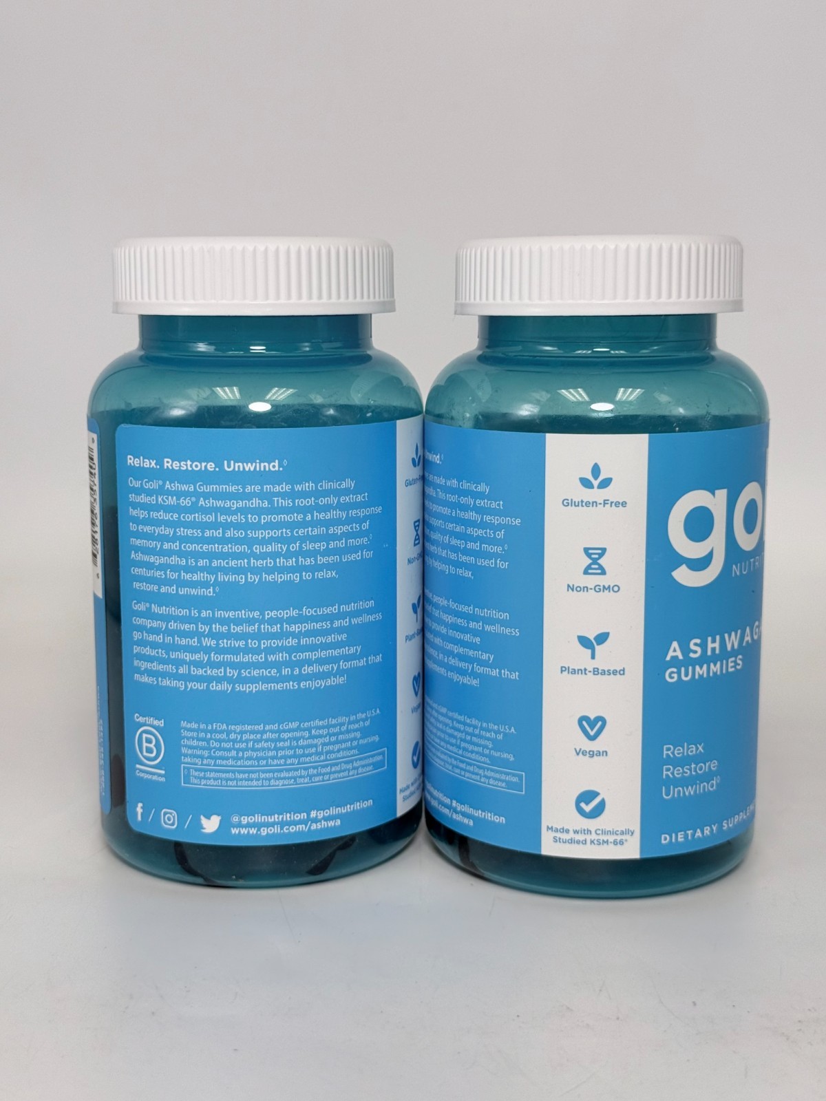 2-Pack Goli Ashwagandha Gummies KSM-66 Vitamin D 120 Gummies *EXP 02/2028*