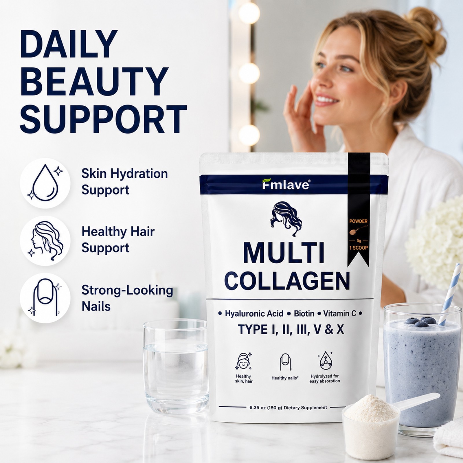 4x Multi Collagen Powder 1500mg – with Biotin Hyaluronic Acid Vit C 144 Servings