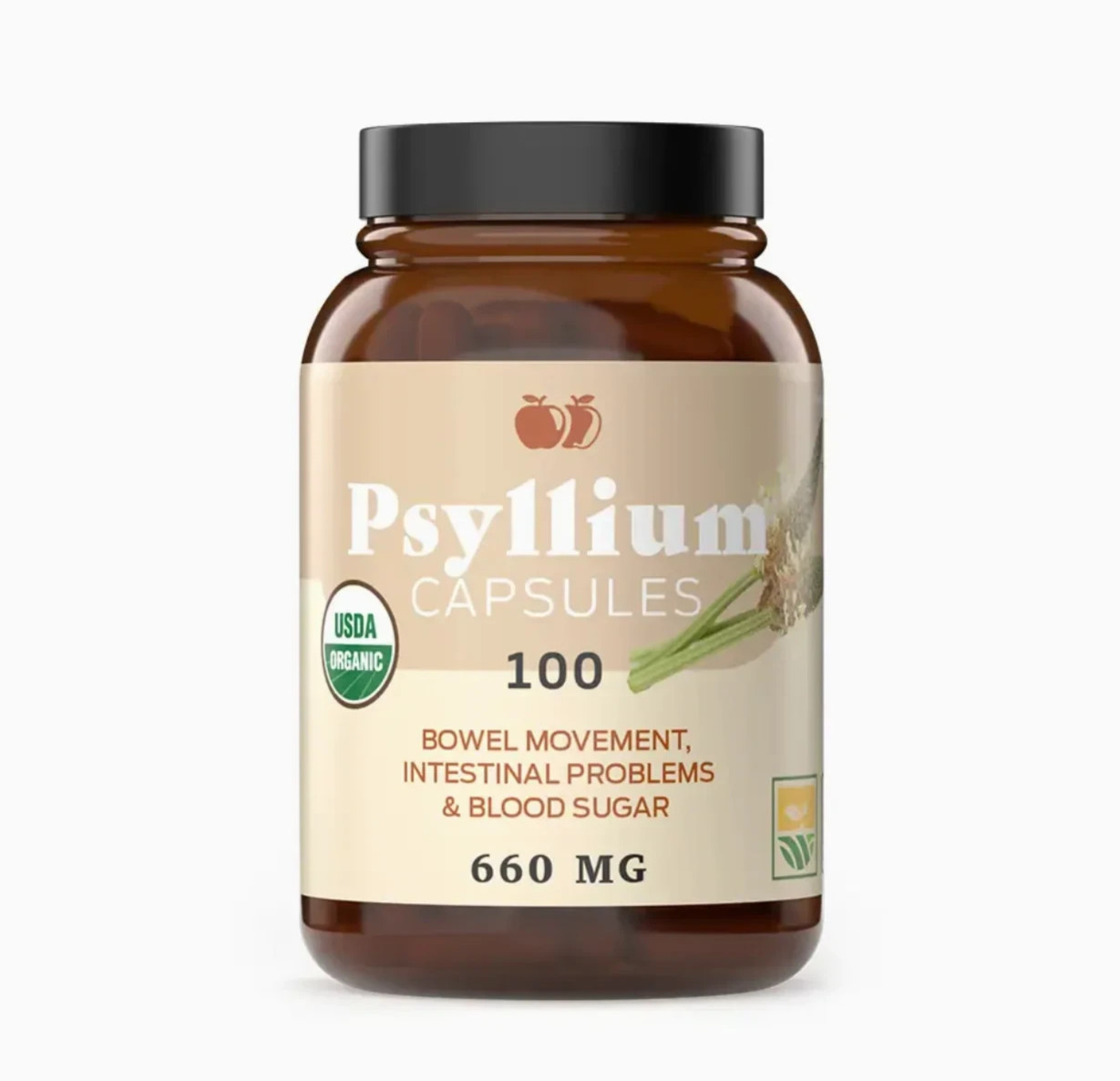 Organic Psyllium Husk Capsules – 660mg 100 Capsules