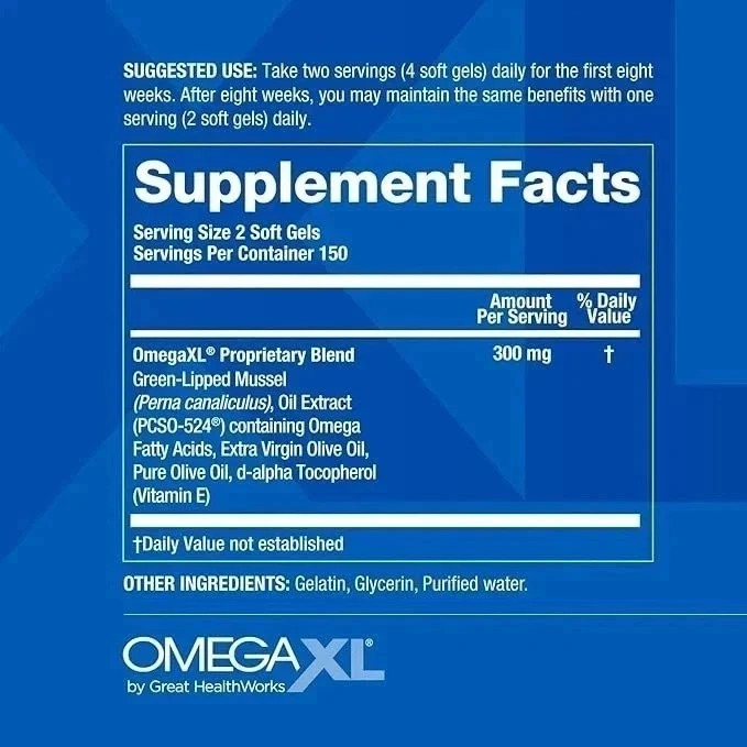 Omega-XL 300 Count Softgels Joint Pain Relief, Potent Small Softgel free shippin