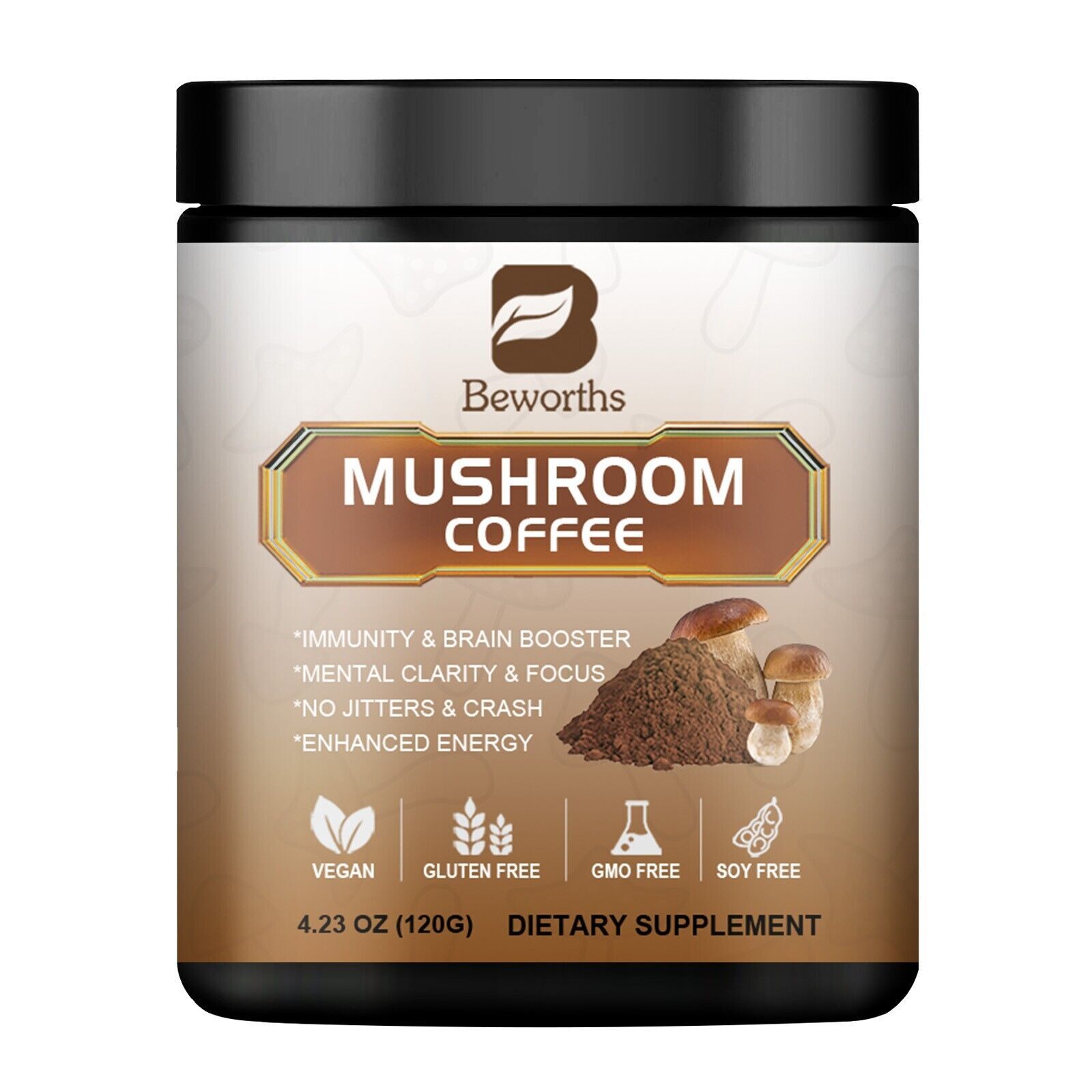 Organic Lions Mane Mushroom Coffee Powder 120g Brain & Memory Hericium Erinaceus
