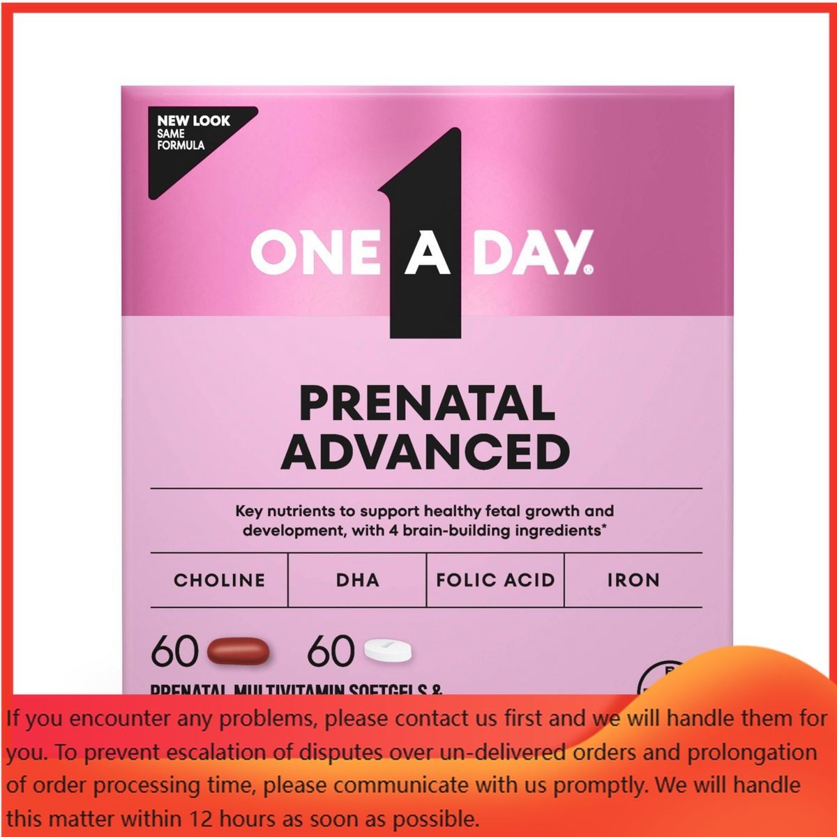 One A Day Prenatal Advanced with Folic Acid – 60+60ct: Gluten-Free, Dairy-Free