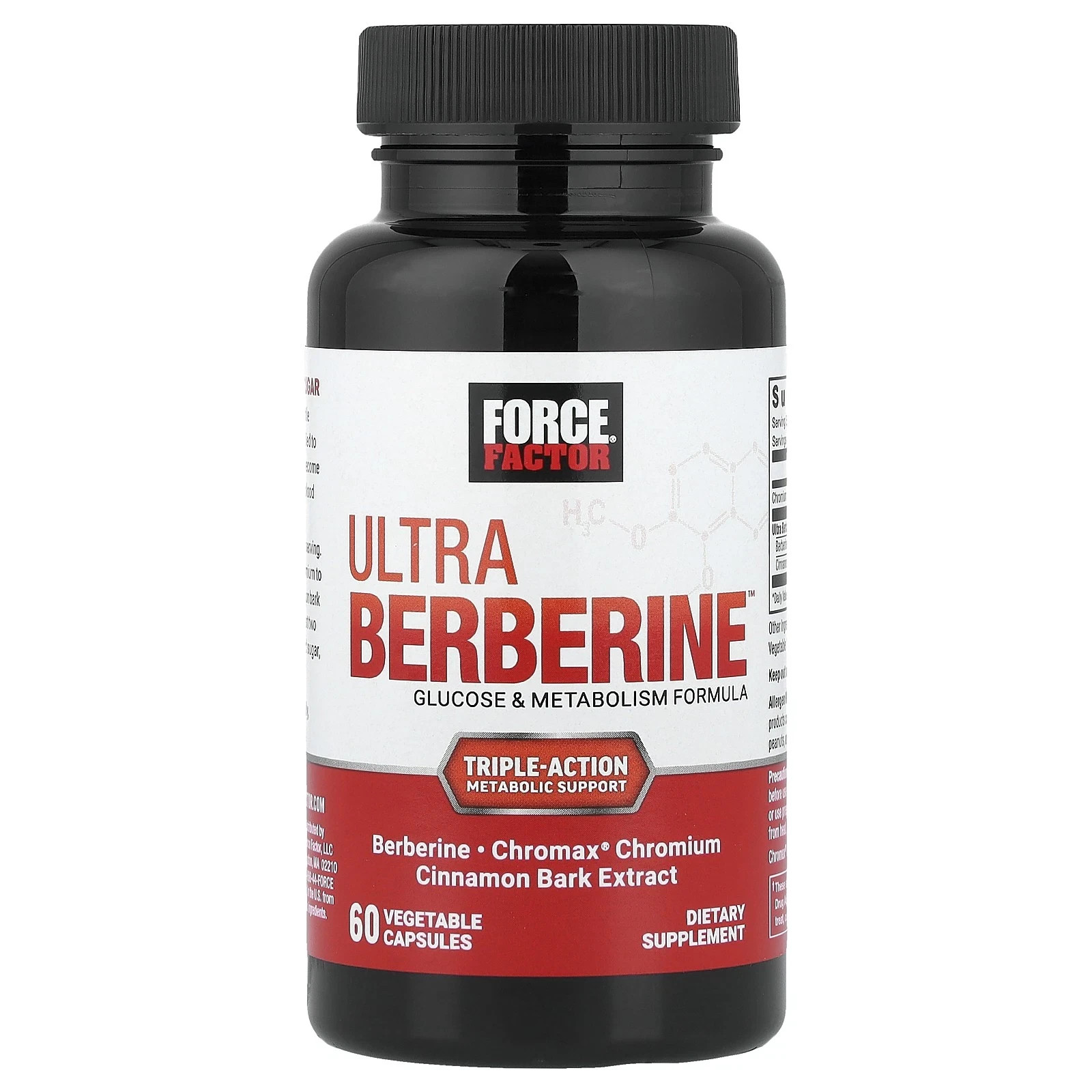 Force Factor Ultra Berberine Supplement with Cinnamon for Blood Sugar Support