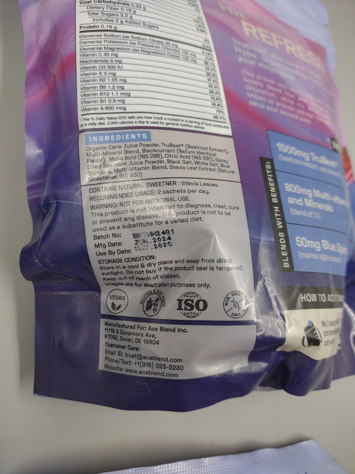 Lot Of 4 TruBeet Hydro Hype Sachets ~ 15 Per Bag ~ Expire 05/26