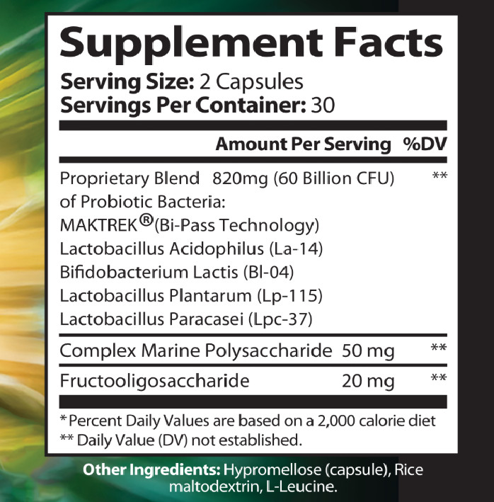 Probiotic 60 billion CFU 60 Capsules 30 Day Supply