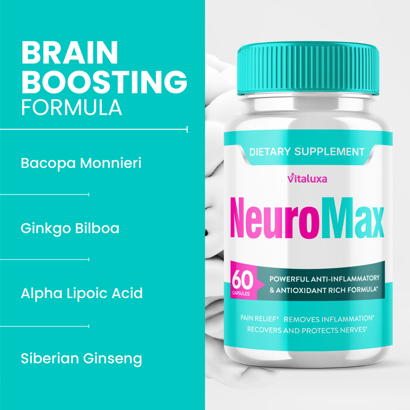 (5 Pack) NeuroMax Pills with Natural Formula for Brain Supplement (300 Capsules)