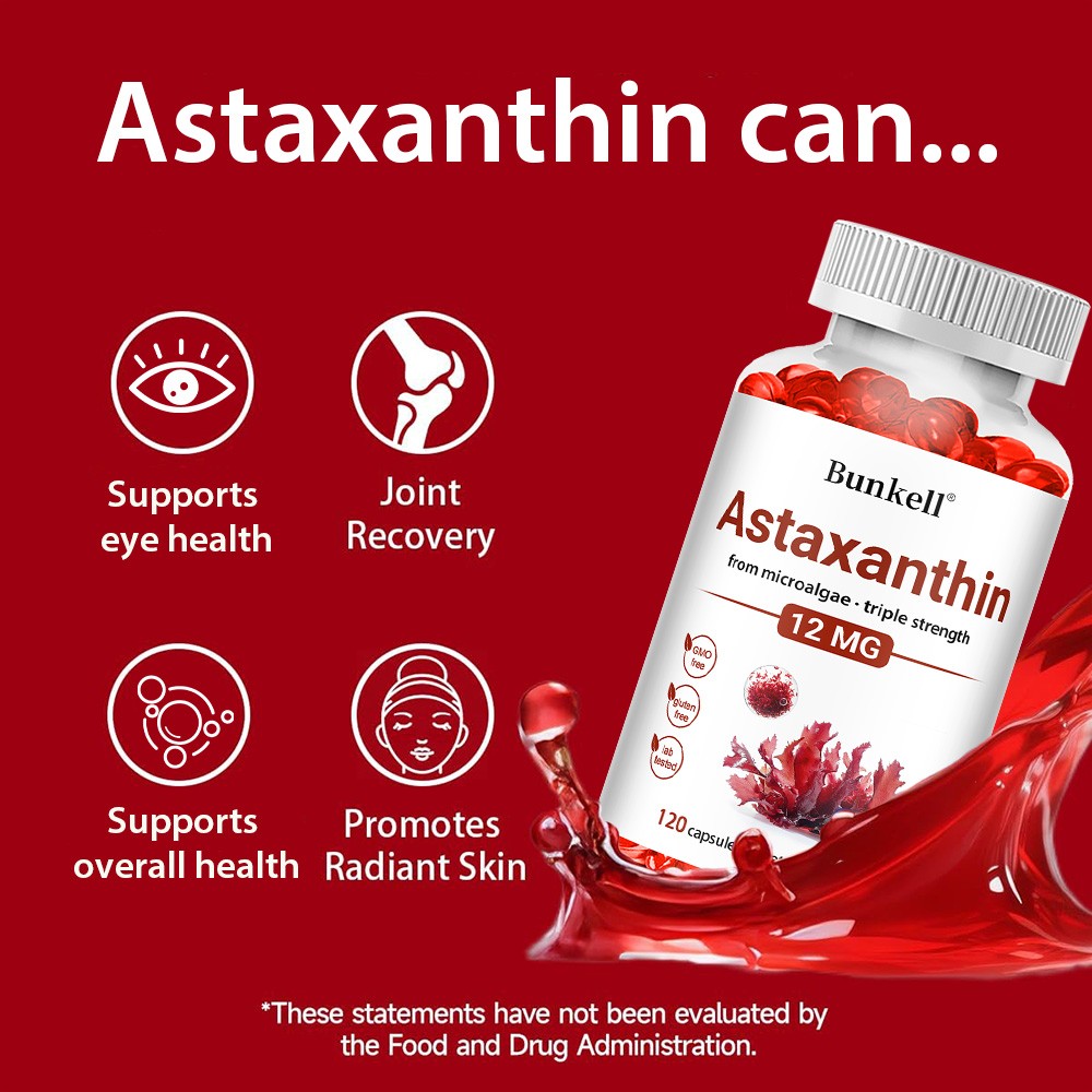 Triple Strength Astaxanthin 12mg from microalgae – 30/60/120 capsules