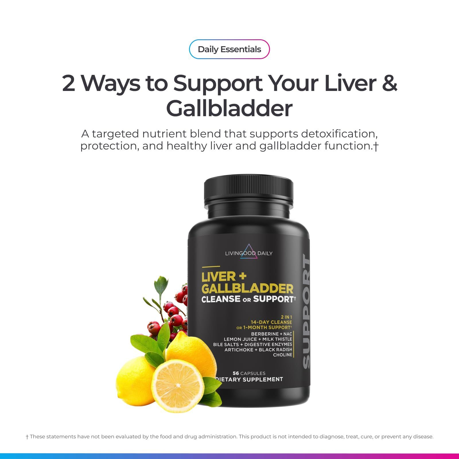 Livingood Daily Liver & Gallbladder 56 Count (Pack of 1), Light Yellow